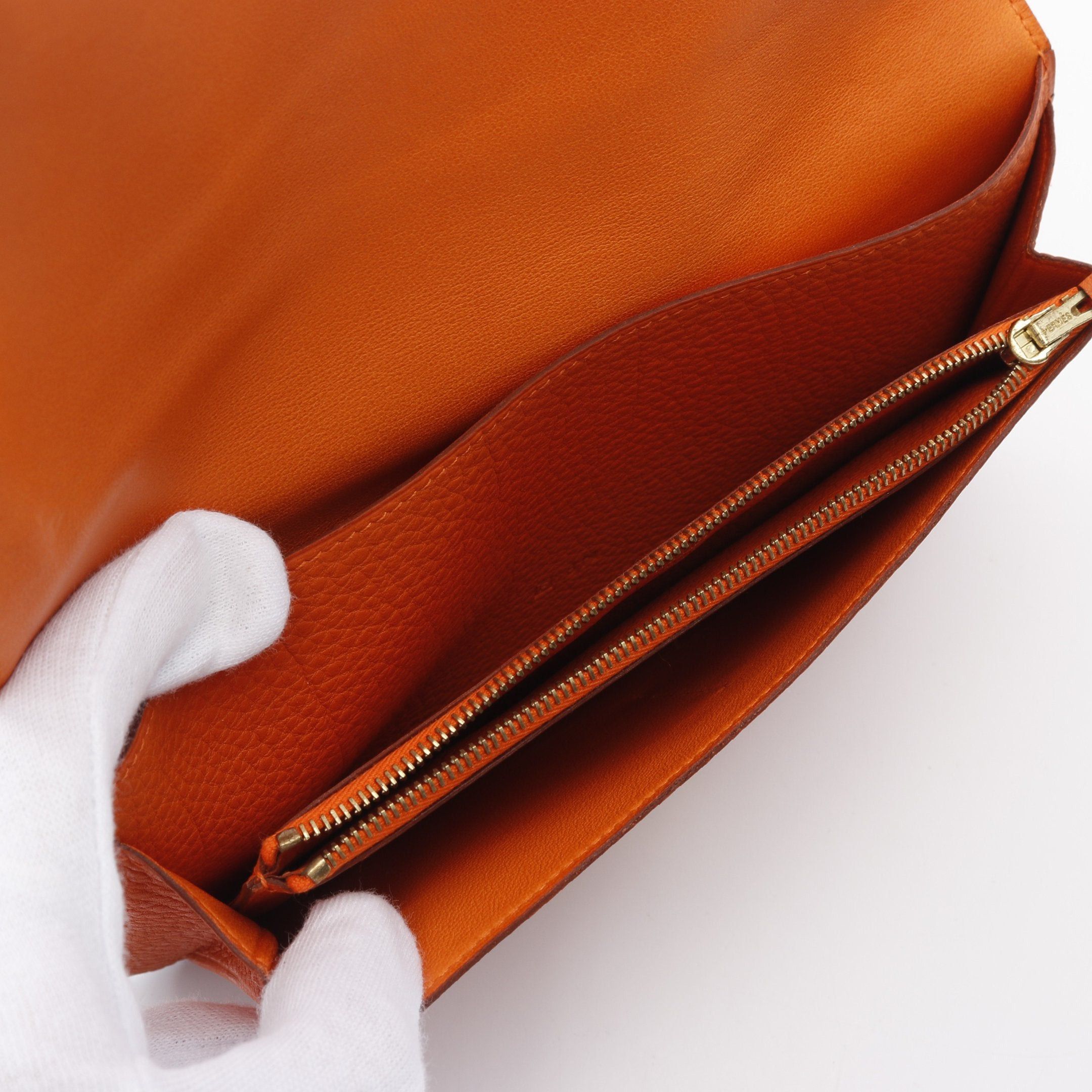 Hermes Hermes Dogon Gm Bi-Fold Long Wallet Fjord Leather Orange Gold Hardware Stamp (Manufactured Around 2002) Size ONE SIZE - 3 Thumbnail