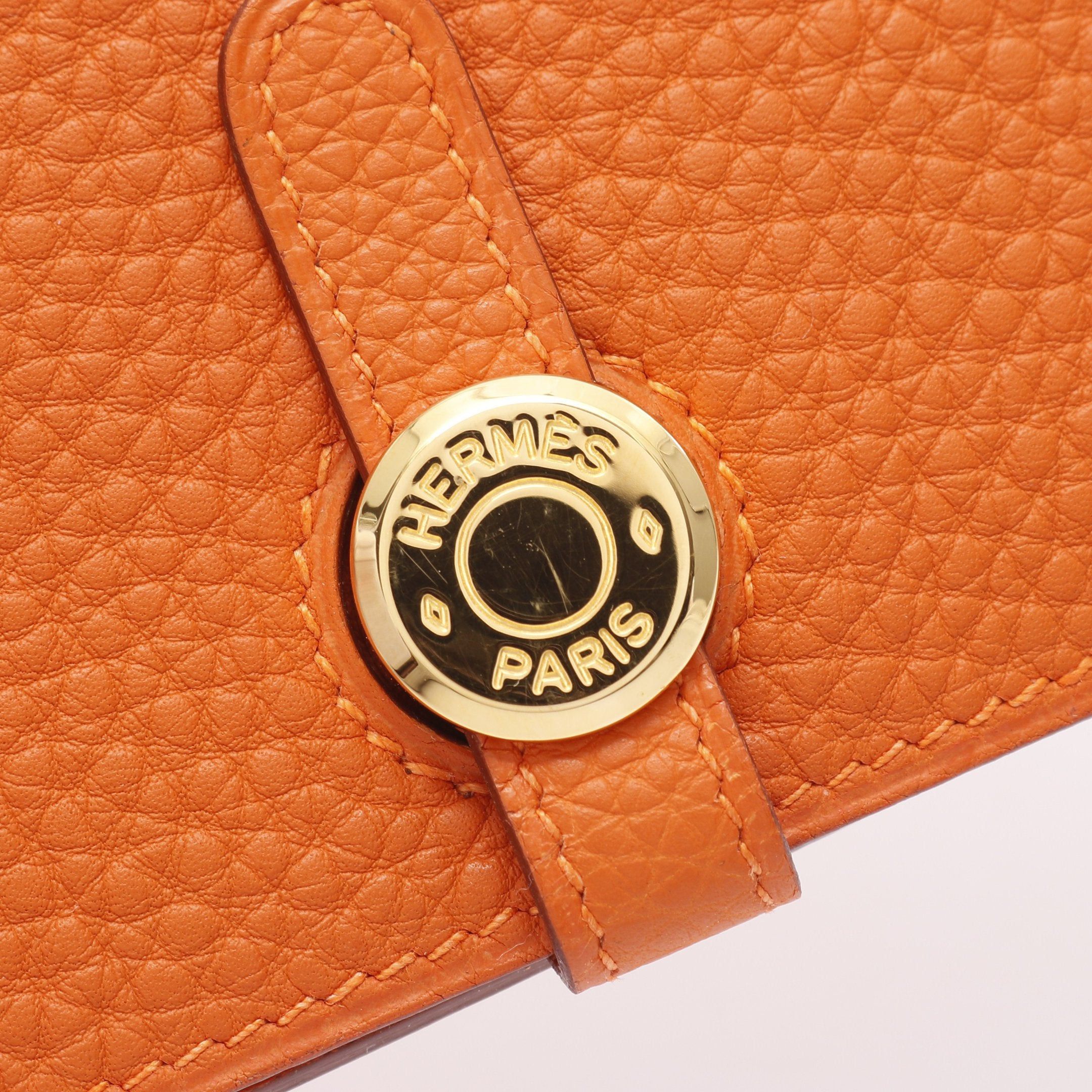 Hermes Hermes Dogon Gm Bi-Fold Long Wallet Fjord Leather Orange Gold Hardware Stamp (Manufactured Around 2002) Size ONE SIZE - 8 Thumbnail