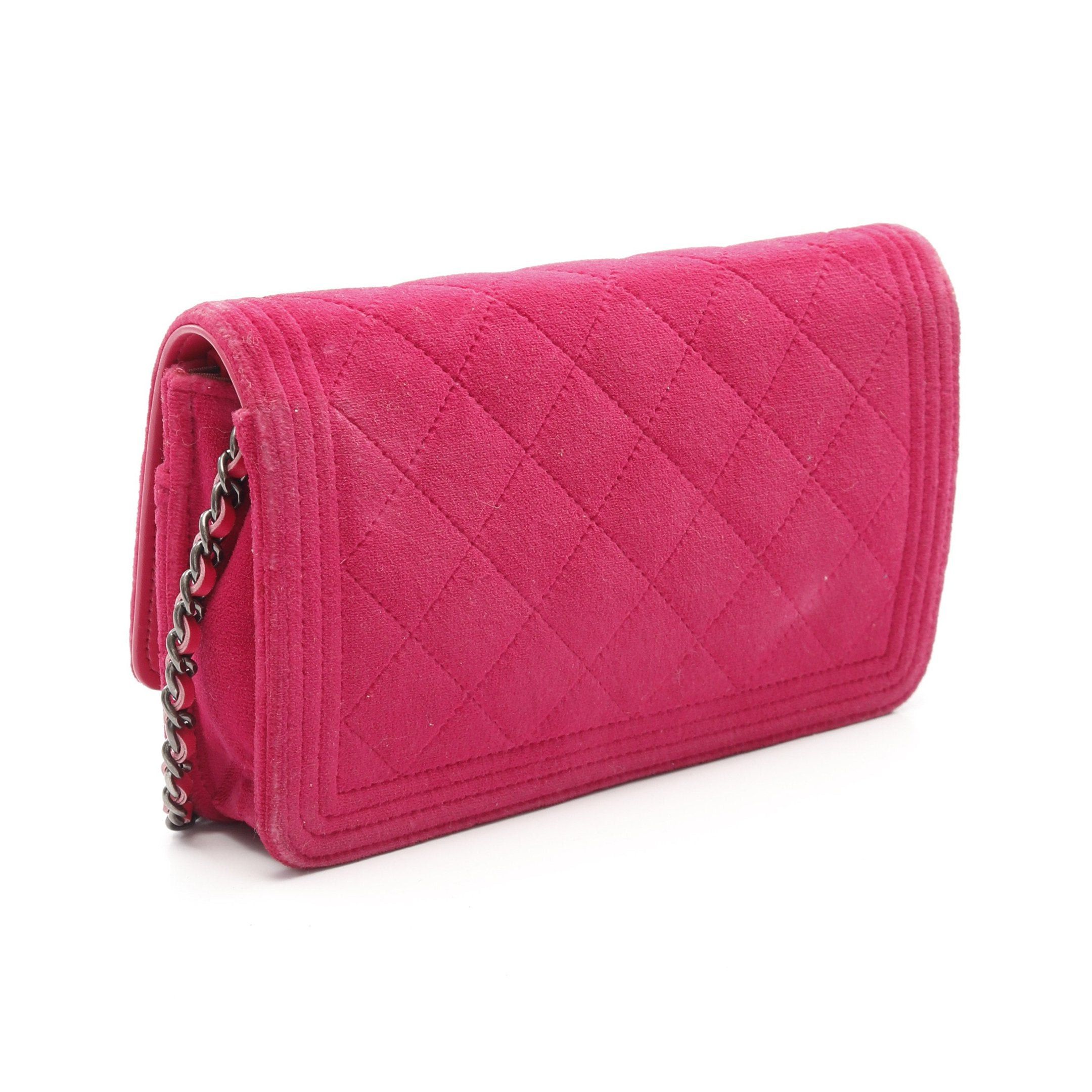 Chanel Chanel Boy Chanel Matelasse Chain Wallet Velor Lambskin Pink Purple Silver Hardware Size ONE SIZE - 2 Thumbnail