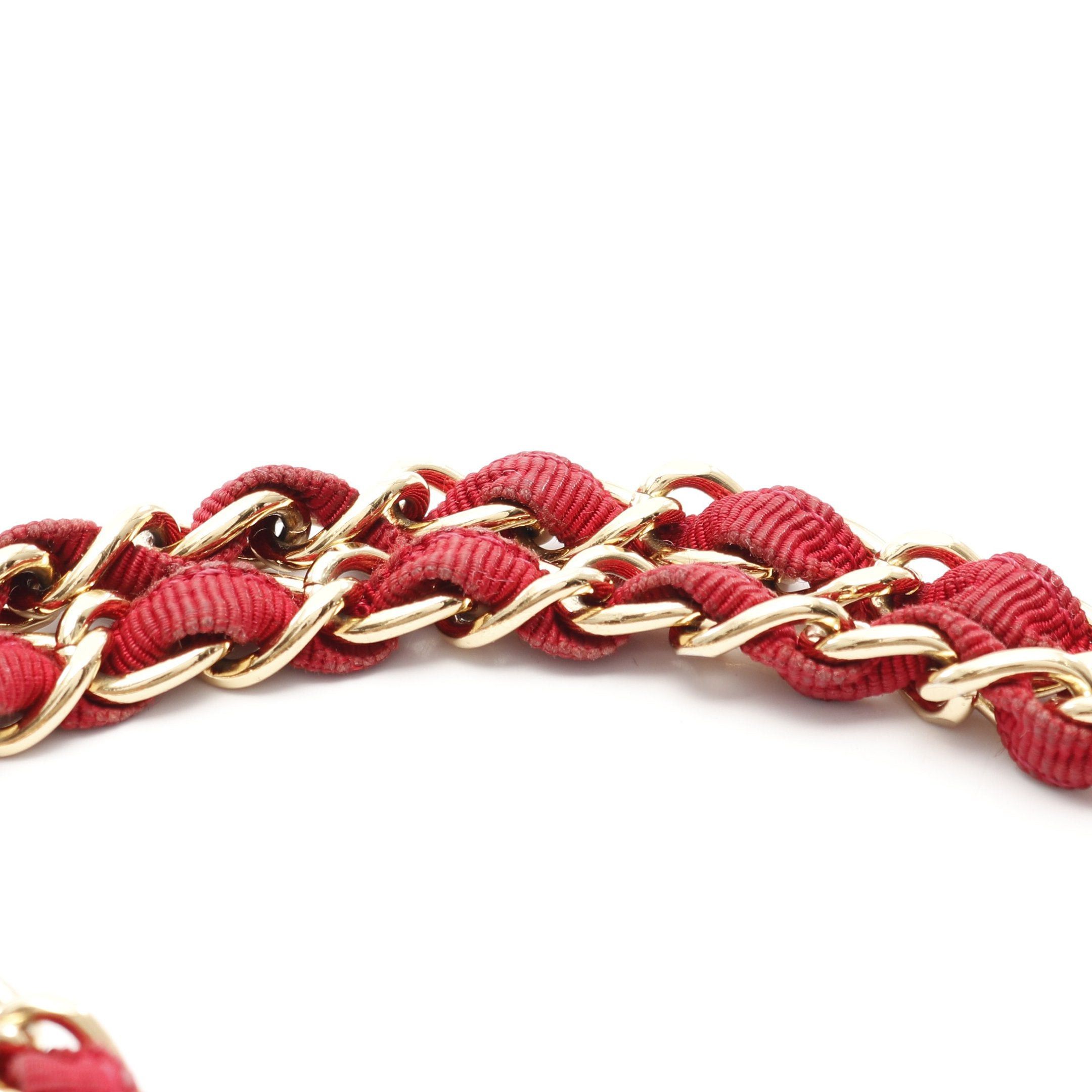 Chanel Chanel Coco Mark Matelasse Chain Shoulder Bag Stripes Cotton Leather Navy Ivory Red Gold Hardware Size ONE SIZE - 8 Thumbnail