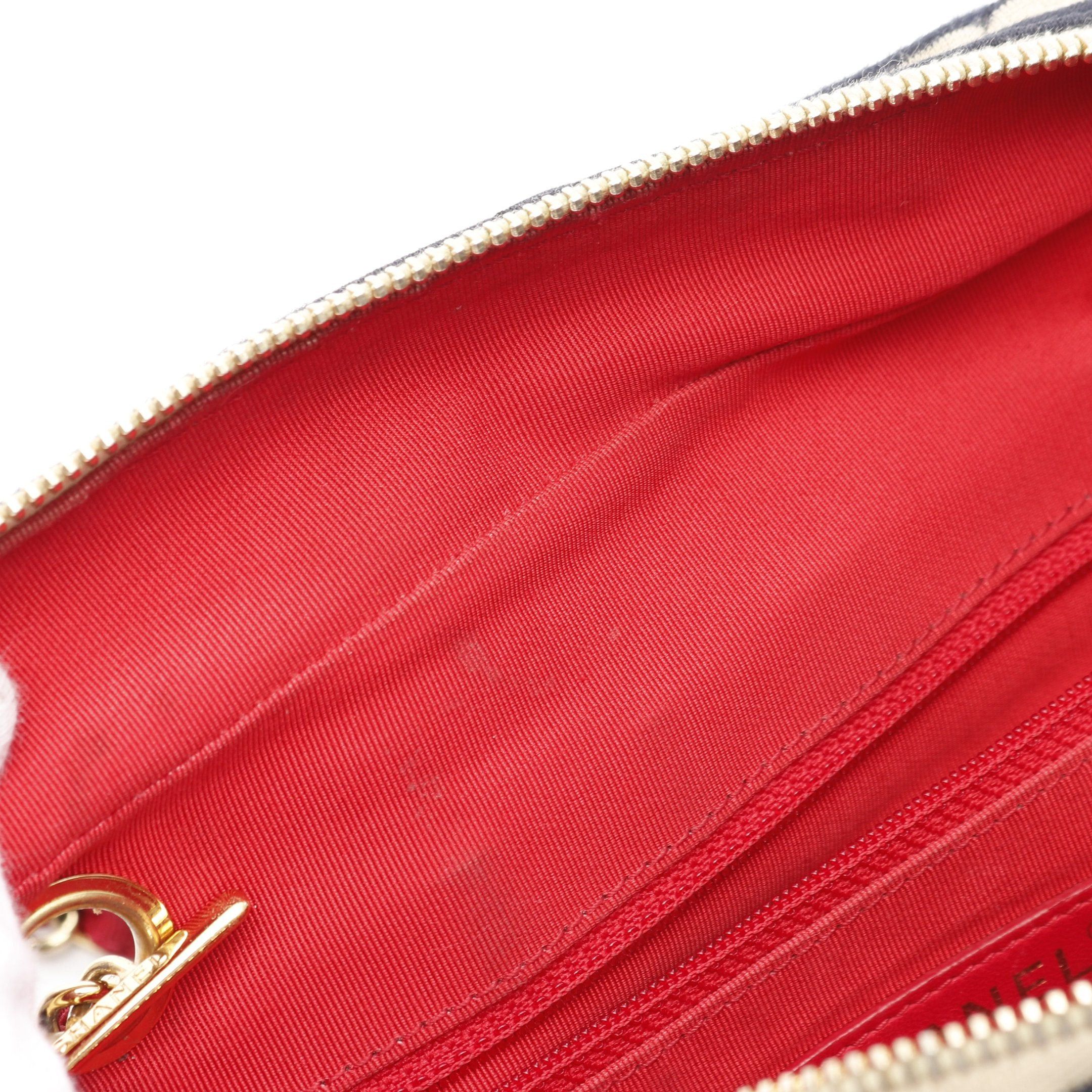 Chanel Chanel Coco Mark Matelasse Chain Shoulder Bag Stripes Cotton Leather Navy Ivory Red Gold Hardware Size ONE SIZE - 6 Thumbnail