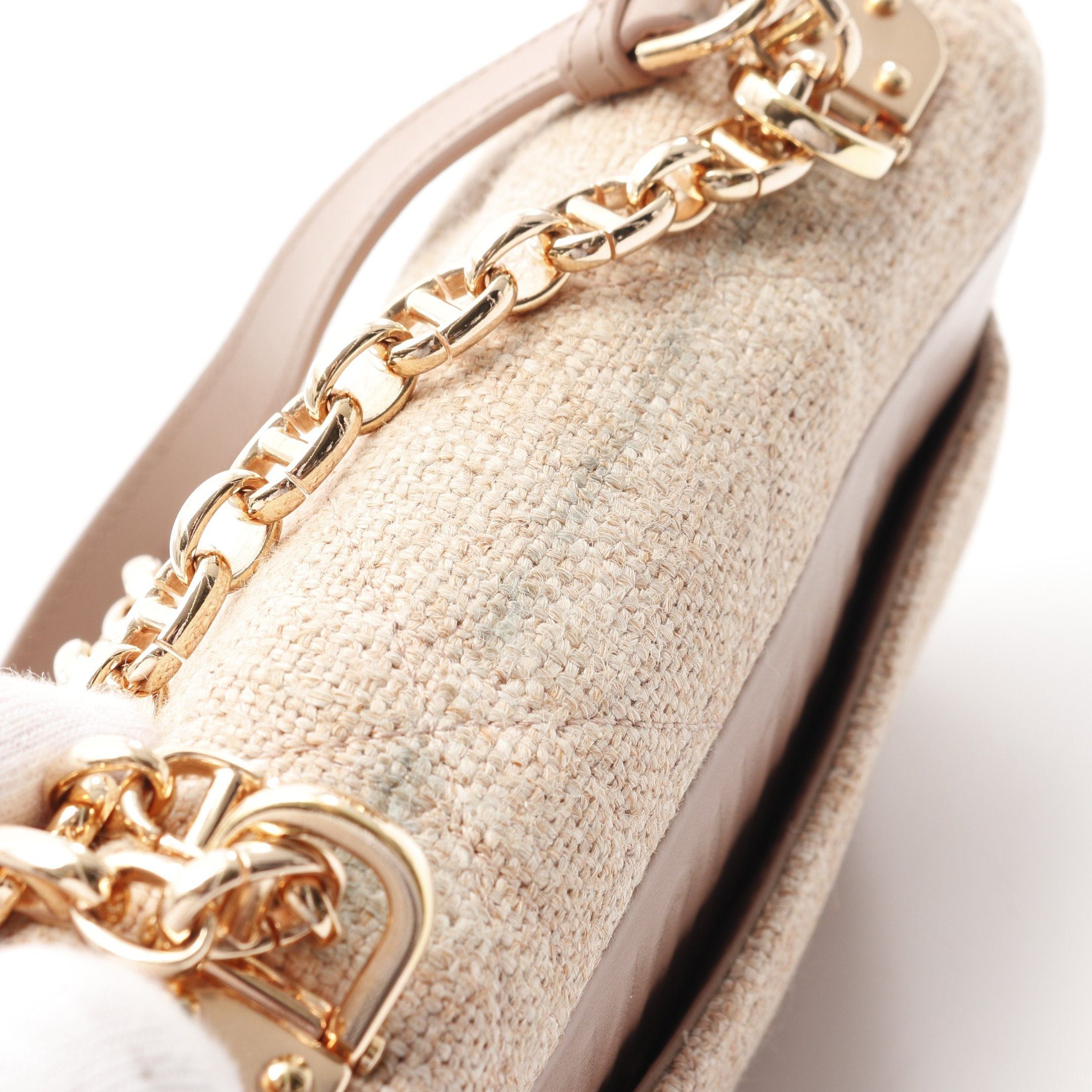 Dior Dior Caro Karo Small Chain Shoulder Bag Tweed Leather Pink Size ONE SIZE - 8 Thumbnail
