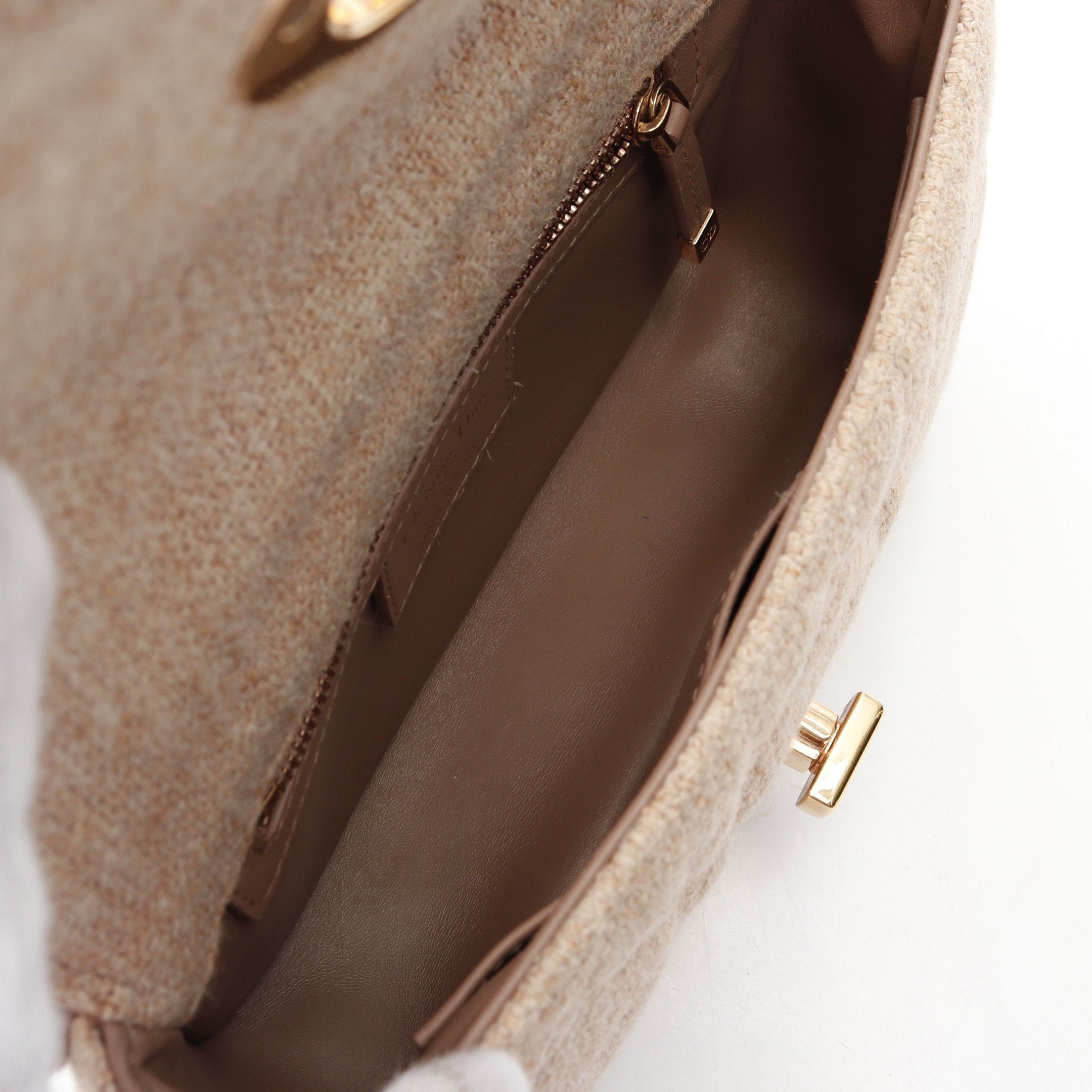 Dior Dior Caro Karo Small Chain Shoulder Bag Tweed Leather Pink Size ONE SIZE - 3 Thumbnail