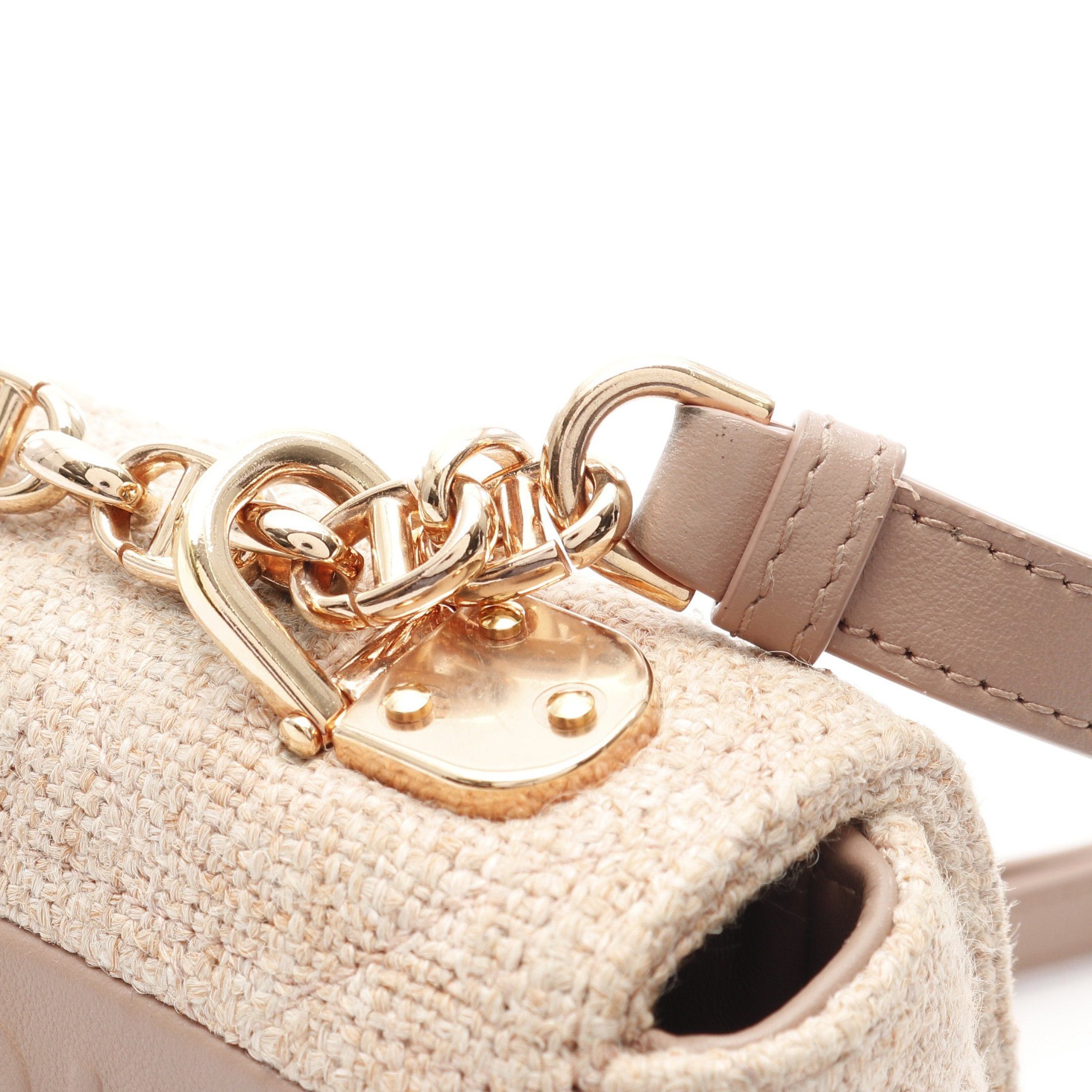 Dior Dior Caro Karo Small Chain Shoulder Bag Tweed Leather Pink Size ONE SIZE - 7 Thumbnail