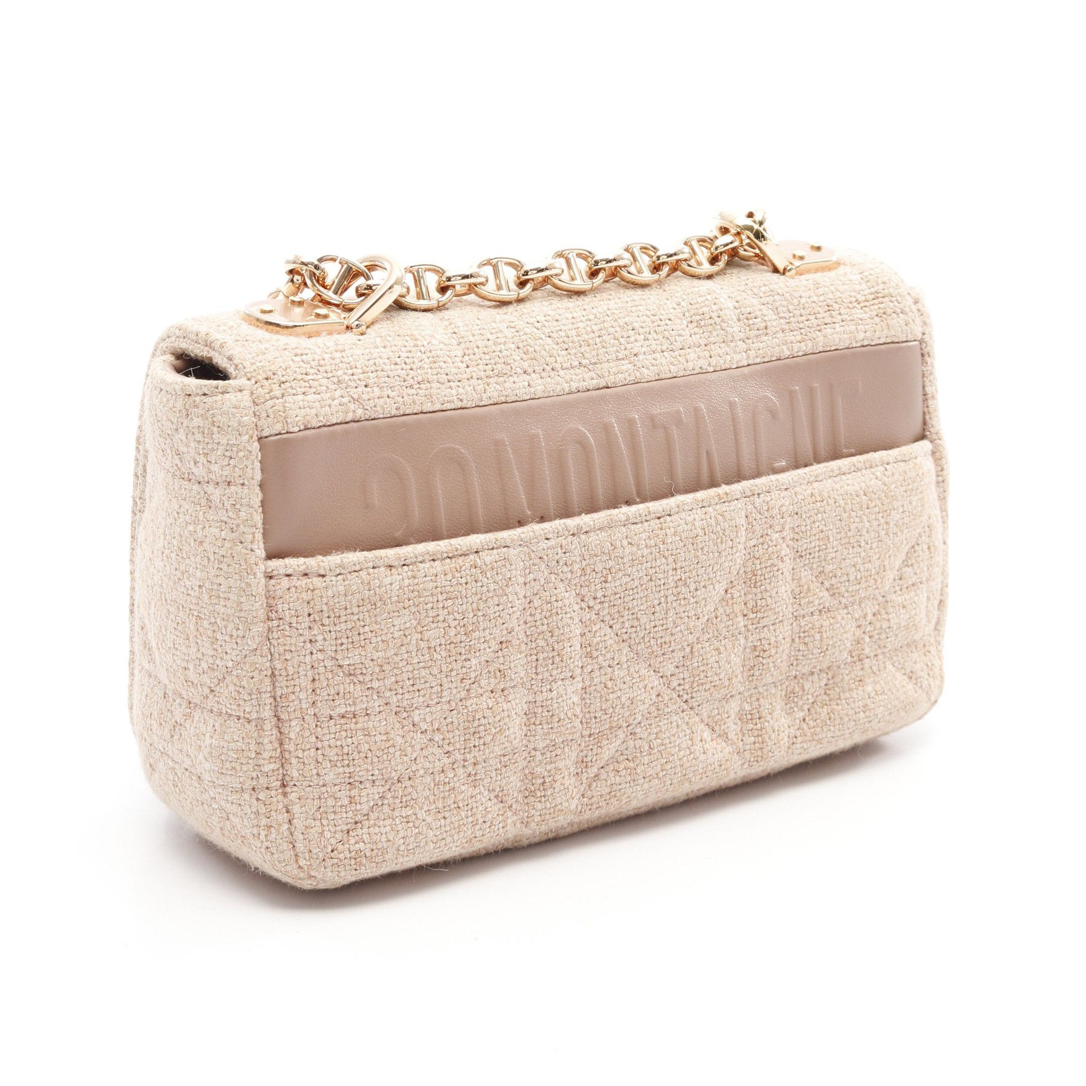 Dior Dior Caro Karo Small Chain Shoulder Bag Tweed Leather Pink Size ONE SIZE - 2 Thumbnail