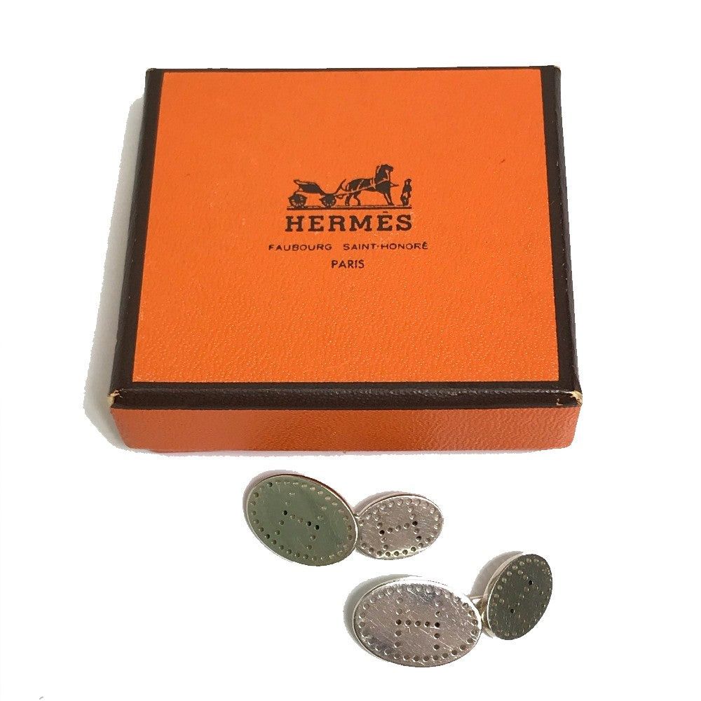Hermes Hermes Punched Logo H Motif Evelyn Cuff Links Cuffs Sv925 Men Silver Size ONE SIZE - 7 Thumbnail