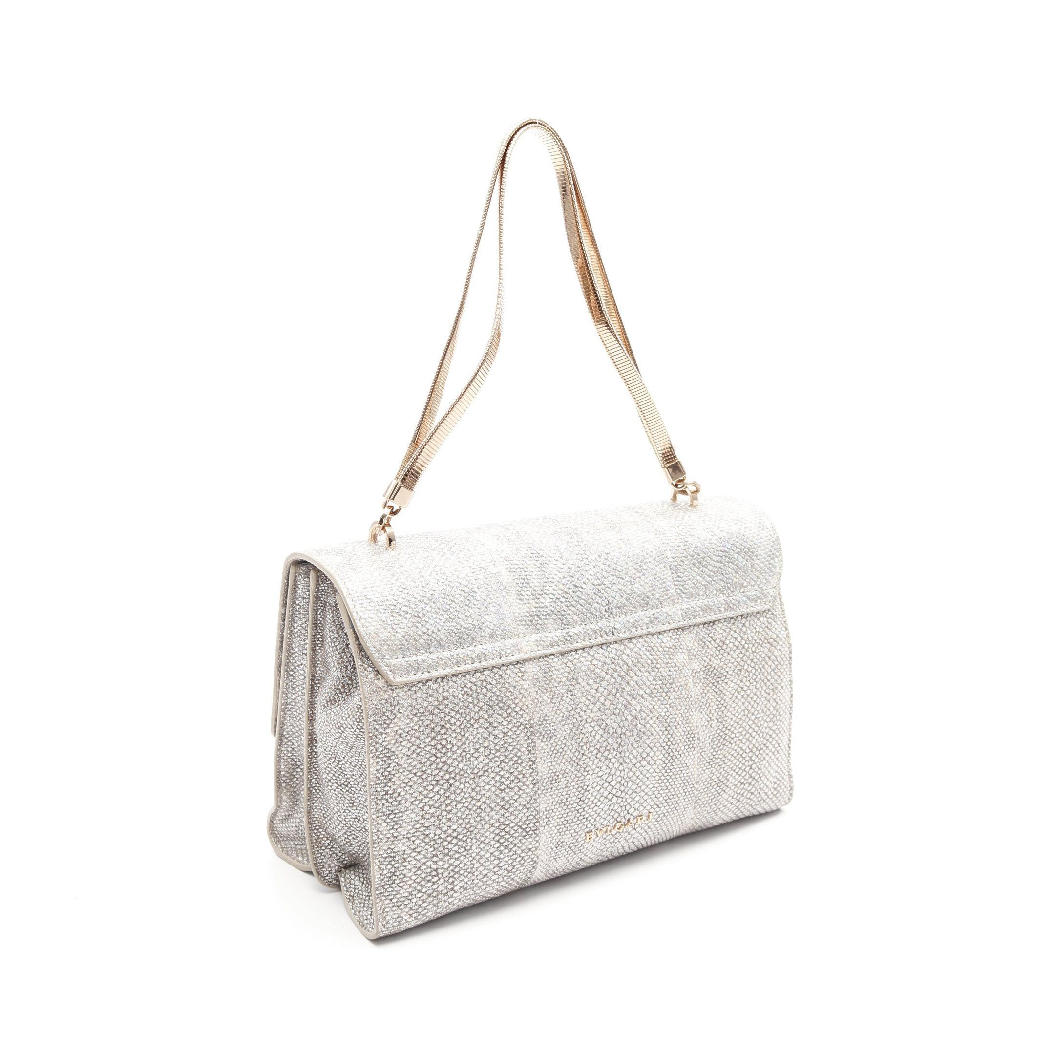 Bvlgari Bvlgari Chain Handbag Leather Silver Python Embossed Size ONE SIZE - 2 Thumbnail