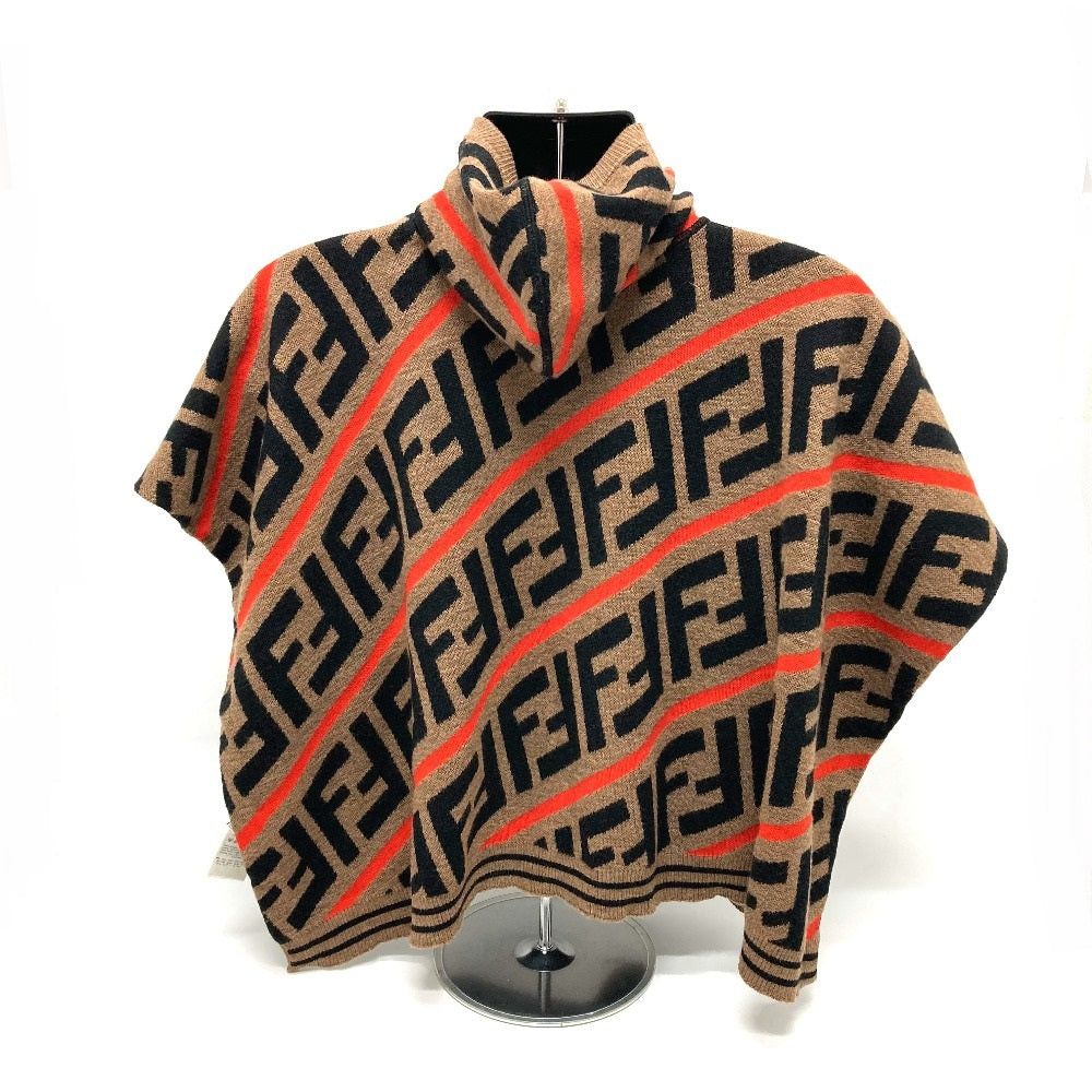Fendi Fendi Jfq039 Zukka Ff Pattern Hooded (Hooded) Outer Poncho Cotton Kids Brown Size ONE SIZE - 2 Thumbnail