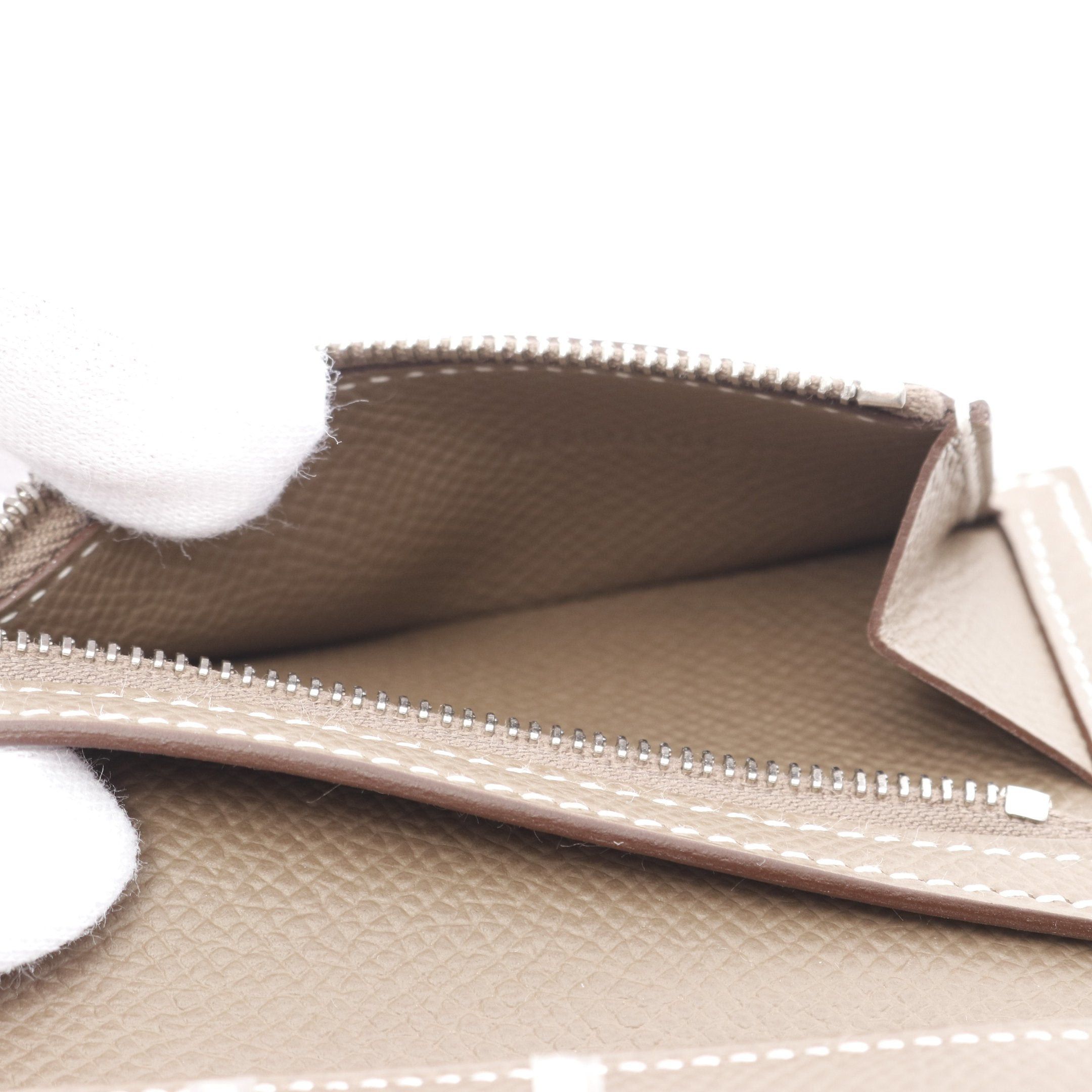 Hermes Hermes Bearn Combination Etoupe Trifold Wallet Veau Epsom Gray Brown Silver Hardware Double Engraved Size ONE SIZE - 6 Thumbnail