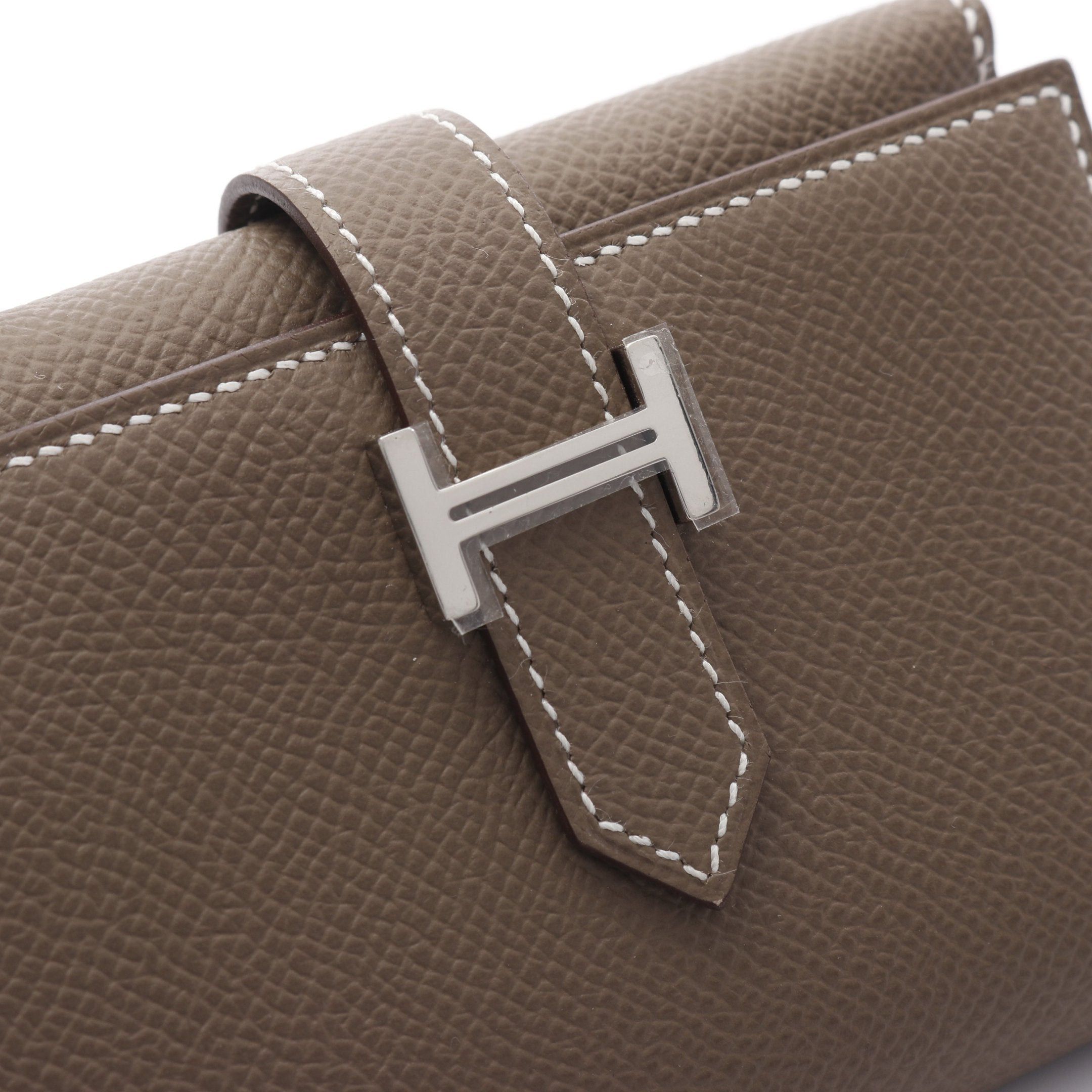 Hermes Hermes Bearn Combination Etoupe Trifold Wallet Veau Epsom Gray Brown Silver Hardware Double Engraved Size ONE SIZE - 8 Thumbnail