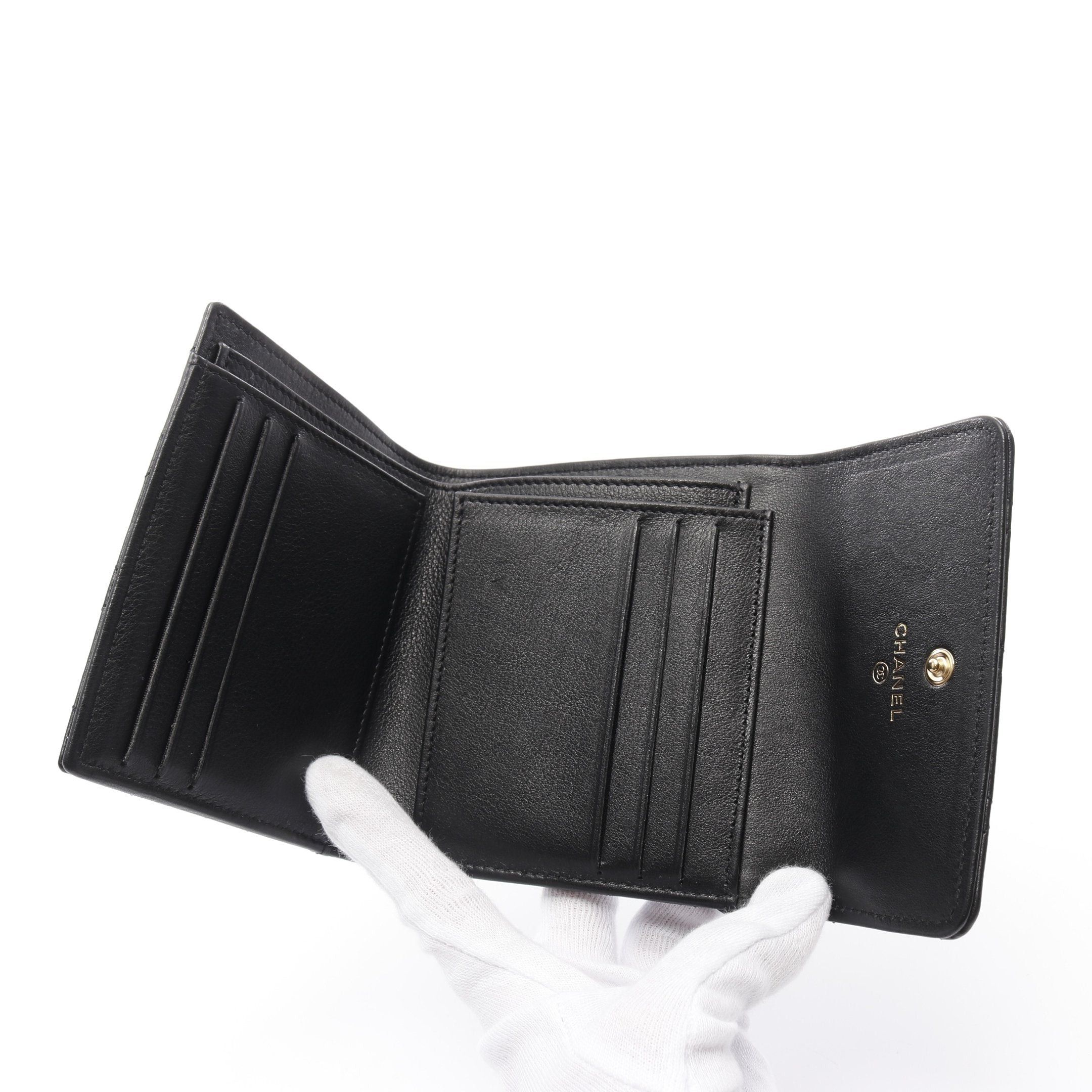 Chanel Chanel Matelasse Coco Mark Pearl Trifold Wallet Leather Black Gold Hardware Size ONE SIZE - 3 Thumbnail