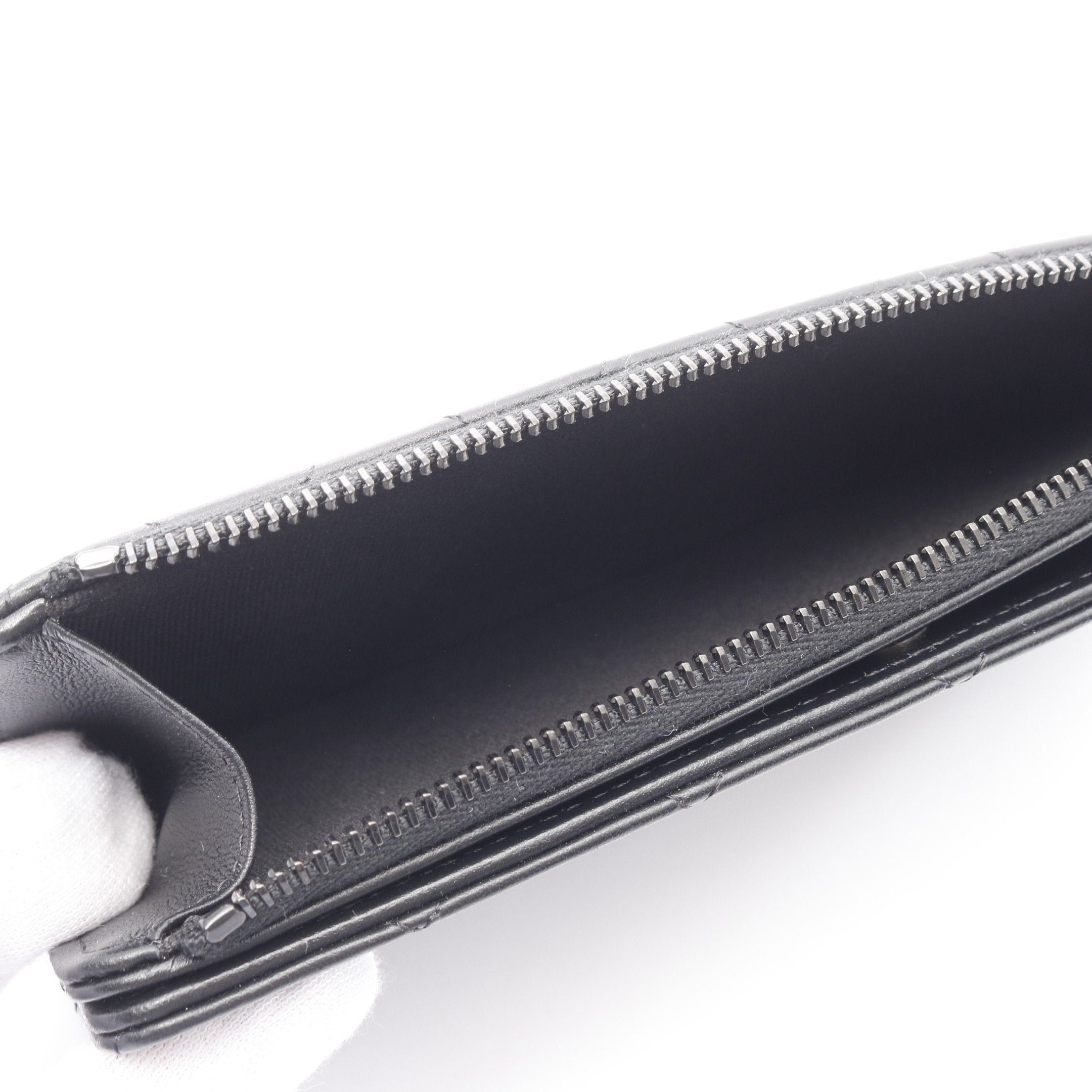 Chanel Chanel Matelasse Saw Black Bi-Fold Long Wallet Leather Silver Hardware Size ONE SIZE - 6 Thumbnail