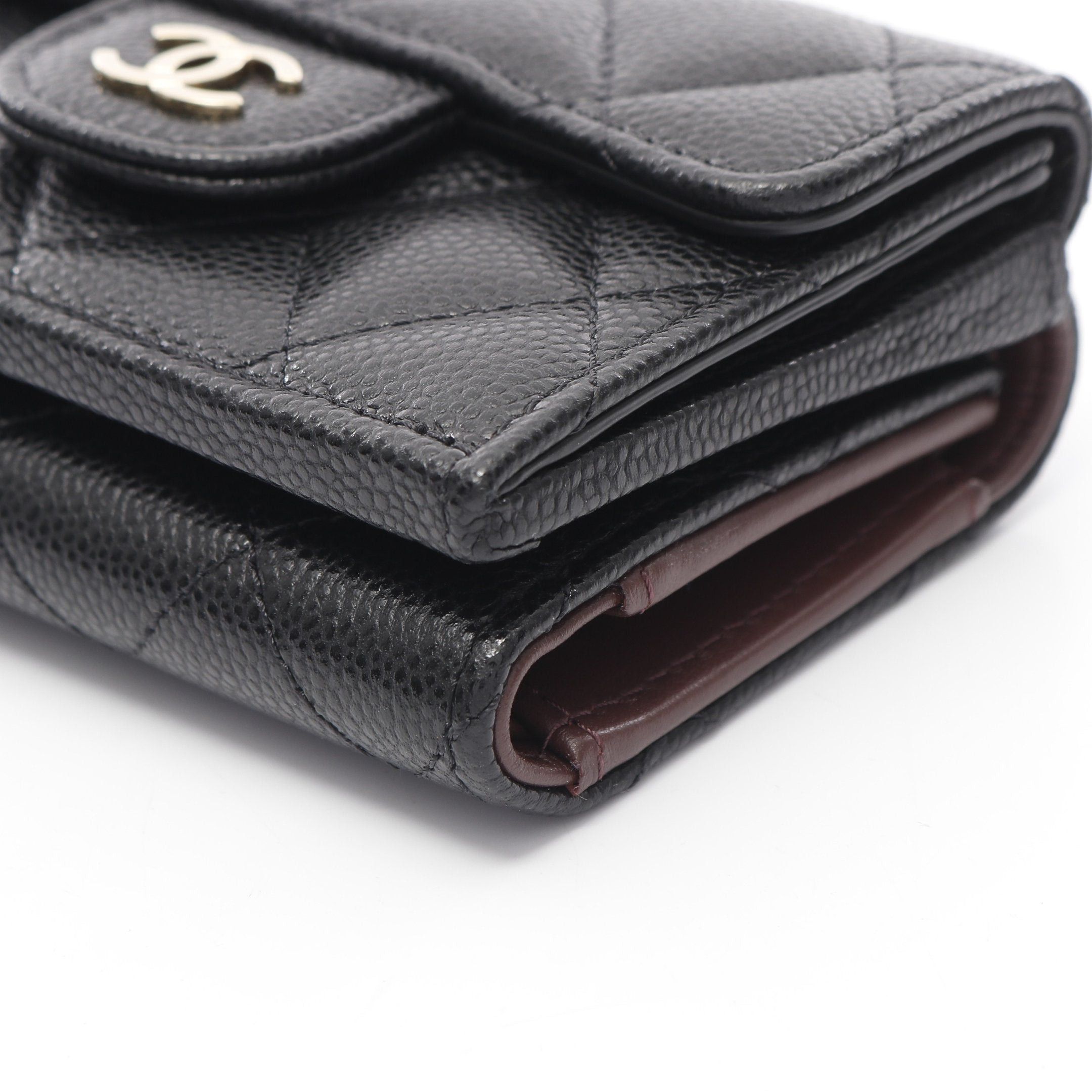 Chanel Chanel Classic Small Flap Wallet Matelasse Trifold Compact Caviar Skin Black Gold Hardware Size ONE SIZE - 8 Thumbnail