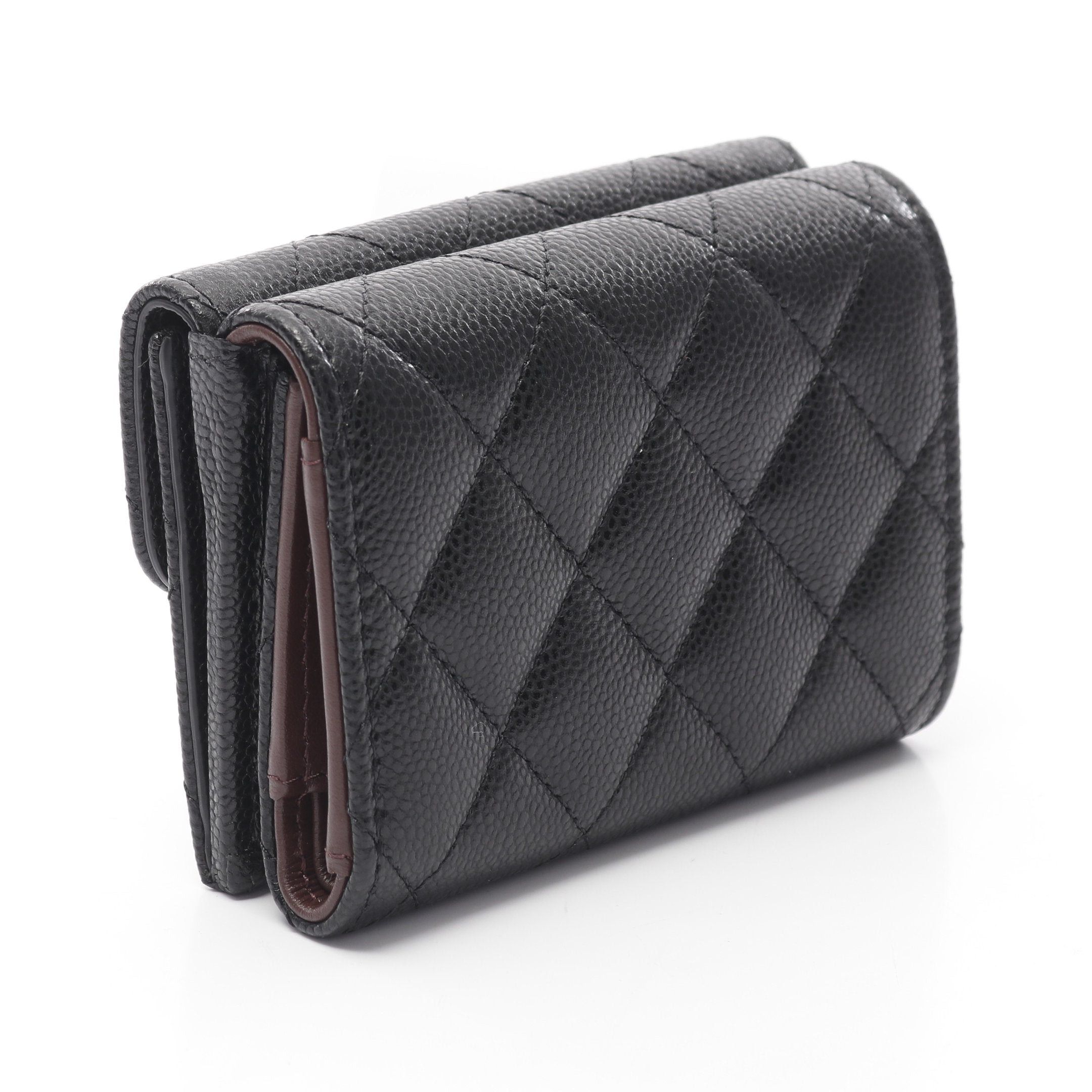Chanel Chanel Classic Small Flap Wallet Matelasse Trifold Compact Caviar Skin Black Gold Hardware Size ONE SIZE - 2 Thumbnail
