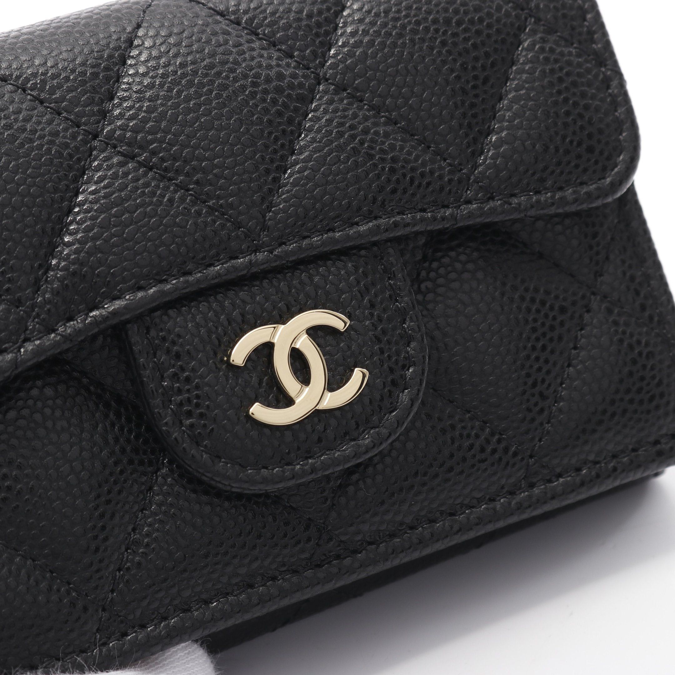 Chanel Chanel Classic Small Flap Wallet Matelasse Trifold Compact Caviar Skin Black Gold Hardware Size ONE SIZE - 10 Thumbnail