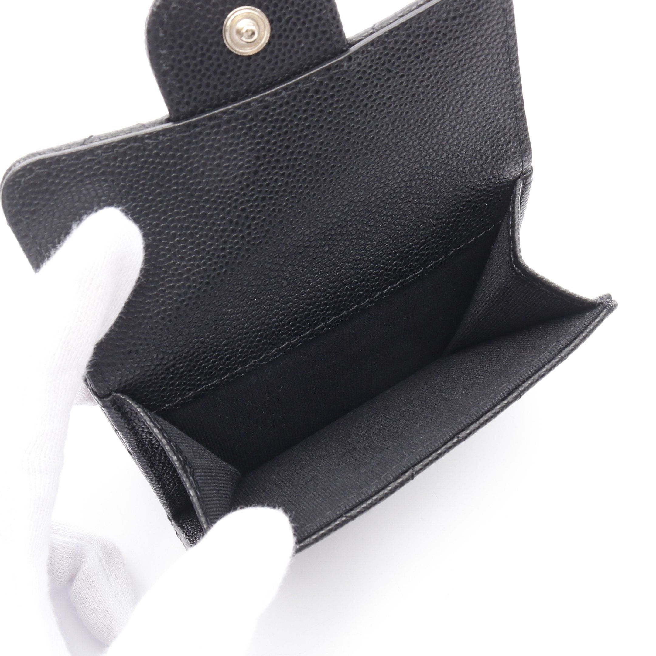 Chanel Chanel Classic Small Flap Wallet Matelasse Trifold Compact Caviar Skin Black Gold Hardware Size ONE SIZE - 7 Thumbnail