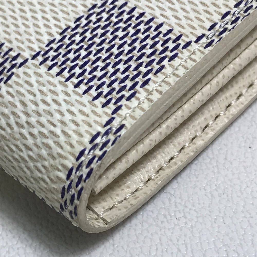 Louis Vuitton Louis Vuitton N61735 Damier Azul Small Leather Belt Worn By Commoners In Ancient Japan Salary Long Wallet Azur Canvas Women White Size ONE SIZE - 4 Thumbnail