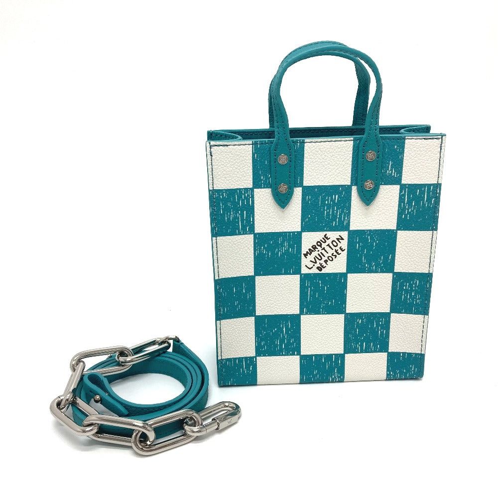 Louis Vuitton Louis Vuitton N60495 Damier Checkerboard Sac Pla Xs Briefcase 2 Way Bag Handbag Vertical Shoulder Leather Women Turquoise Blue (Colour, Color) Size ONE SIZE - 13 Thumbnail
