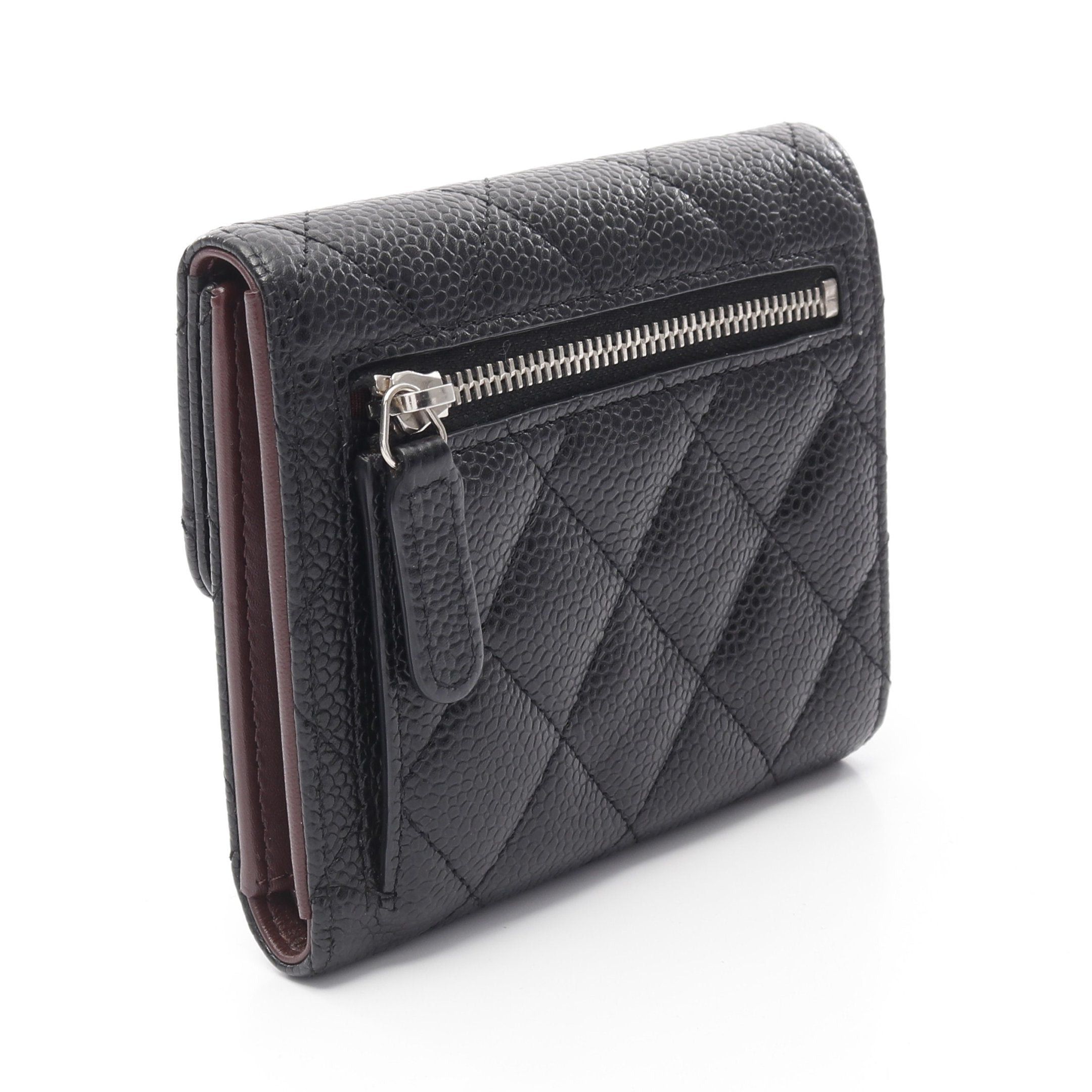 Chanel Chanel Classic Small Flap Wallet Trifold Caviar Skin Black Silver Hardware Size ONE SIZE - 2 Thumbnail