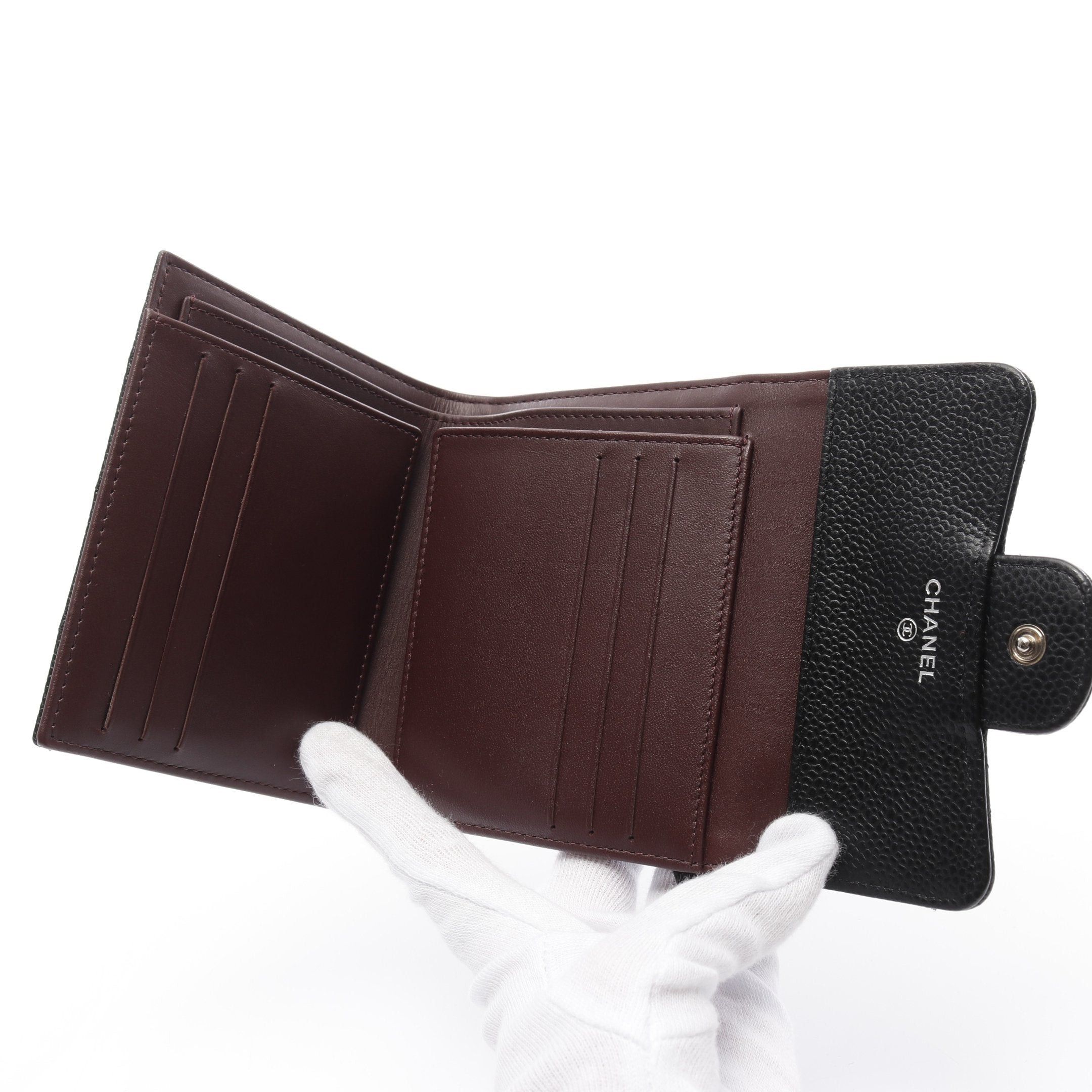 Chanel Chanel Classic Small Flap Wallet Trifold Caviar Skin Black Silver Hardware Size ONE SIZE - 3 Thumbnail