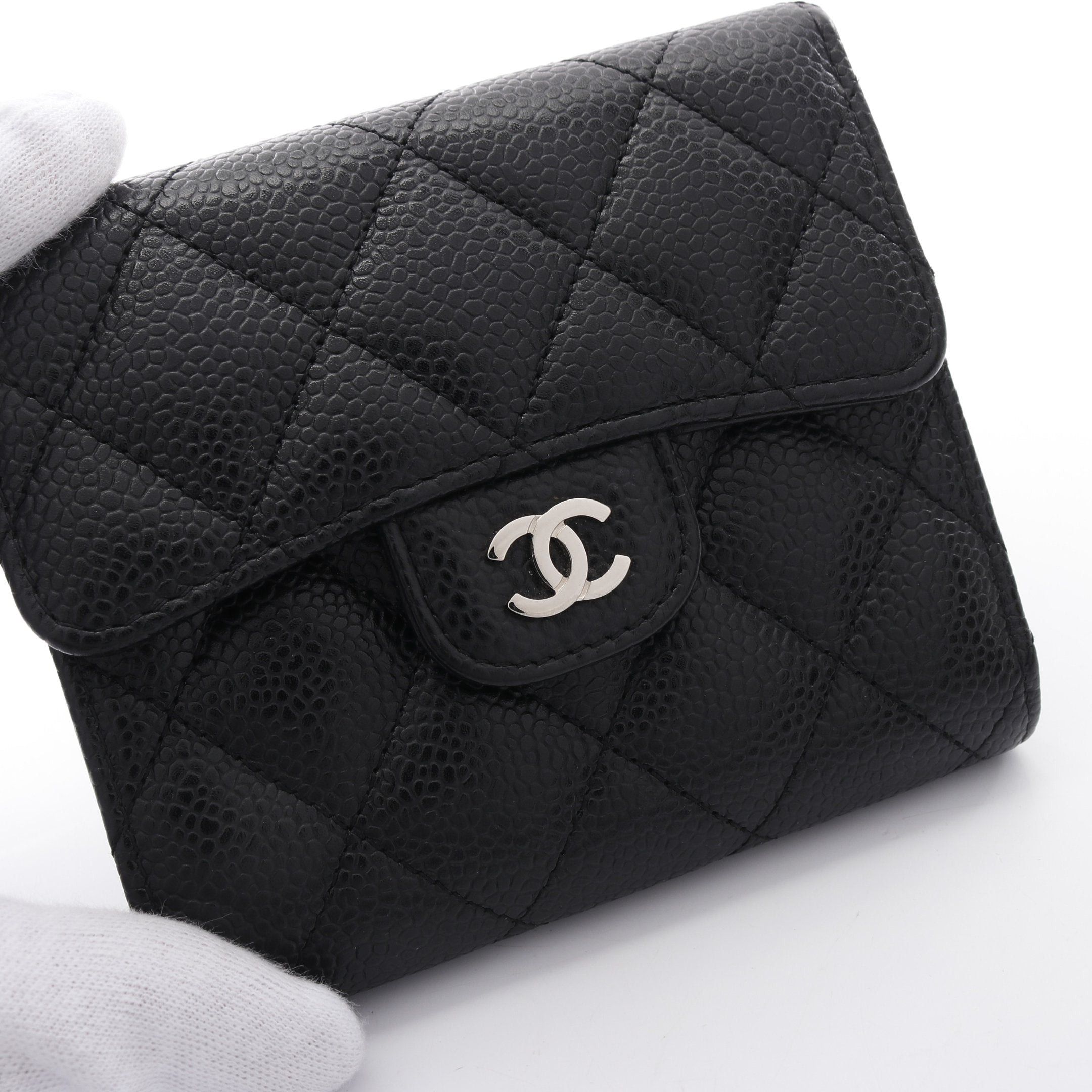Chanel Chanel Classic Small Flap Wallet Trifold Caviar Skin Black Silver Hardware Size ONE SIZE - 7 Thumbnail