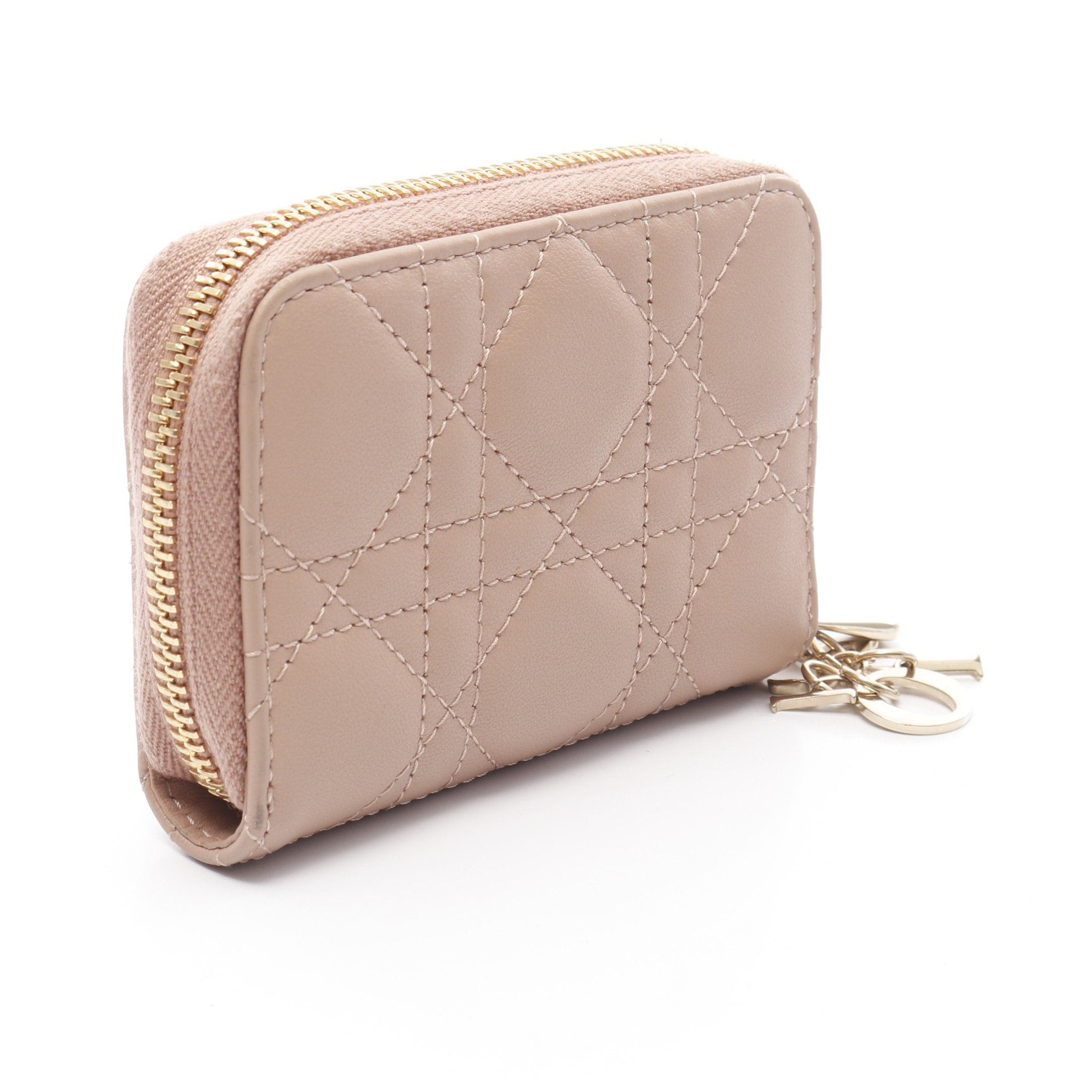 Dior Dior Lady Dior Voyageur Voyager Canage Small Zip Coin Purse Leather Dusty Pink Size ONE SIZE - 2 Thumbnail