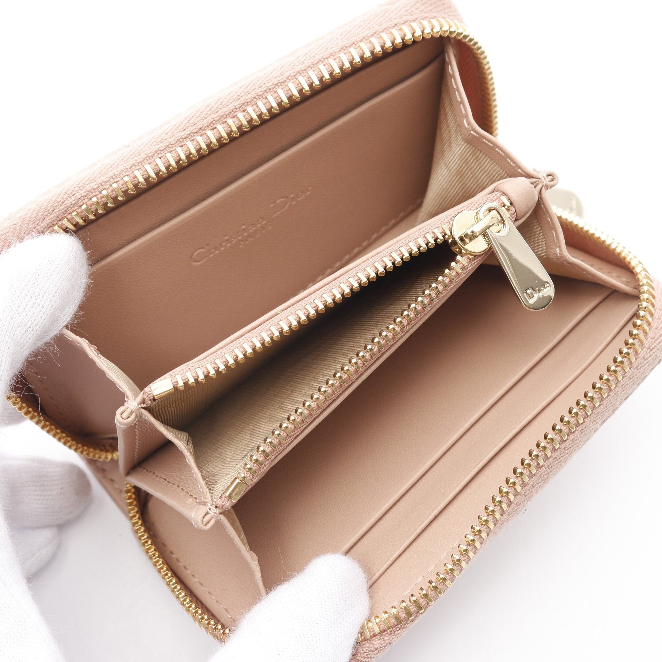 Dior Dior Lady Dior Voyageur Voyager Canage Small Zip Coin Purse Leather Dusty Pink Size ONE SIZE - 3 Thumbnail