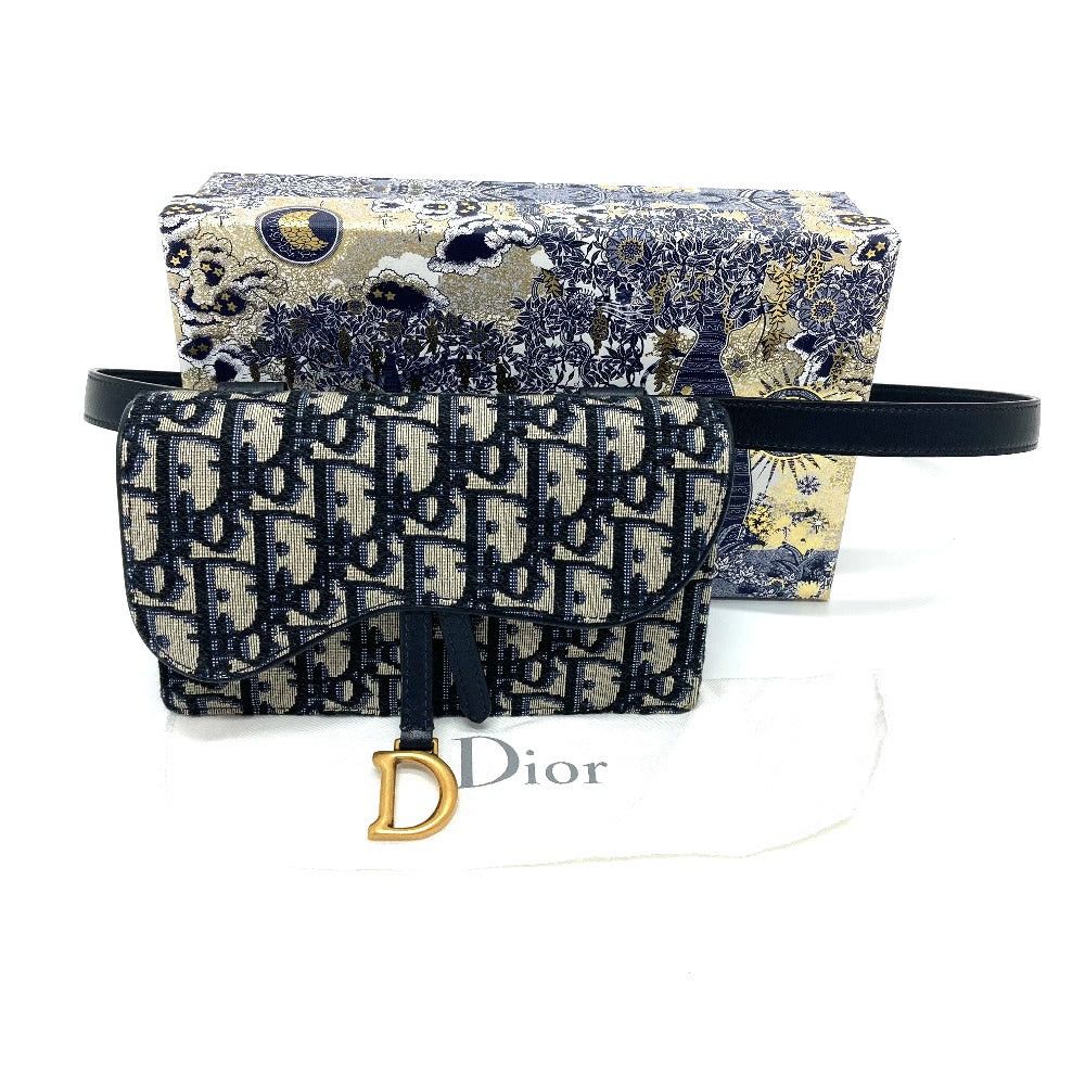Dior Dior Oblique Trotteur Saddle Belt Pouch Briefcase Waist Body Bag Leather/Canvas Men Navy Size ONE SIZE - 13 Thumbnail