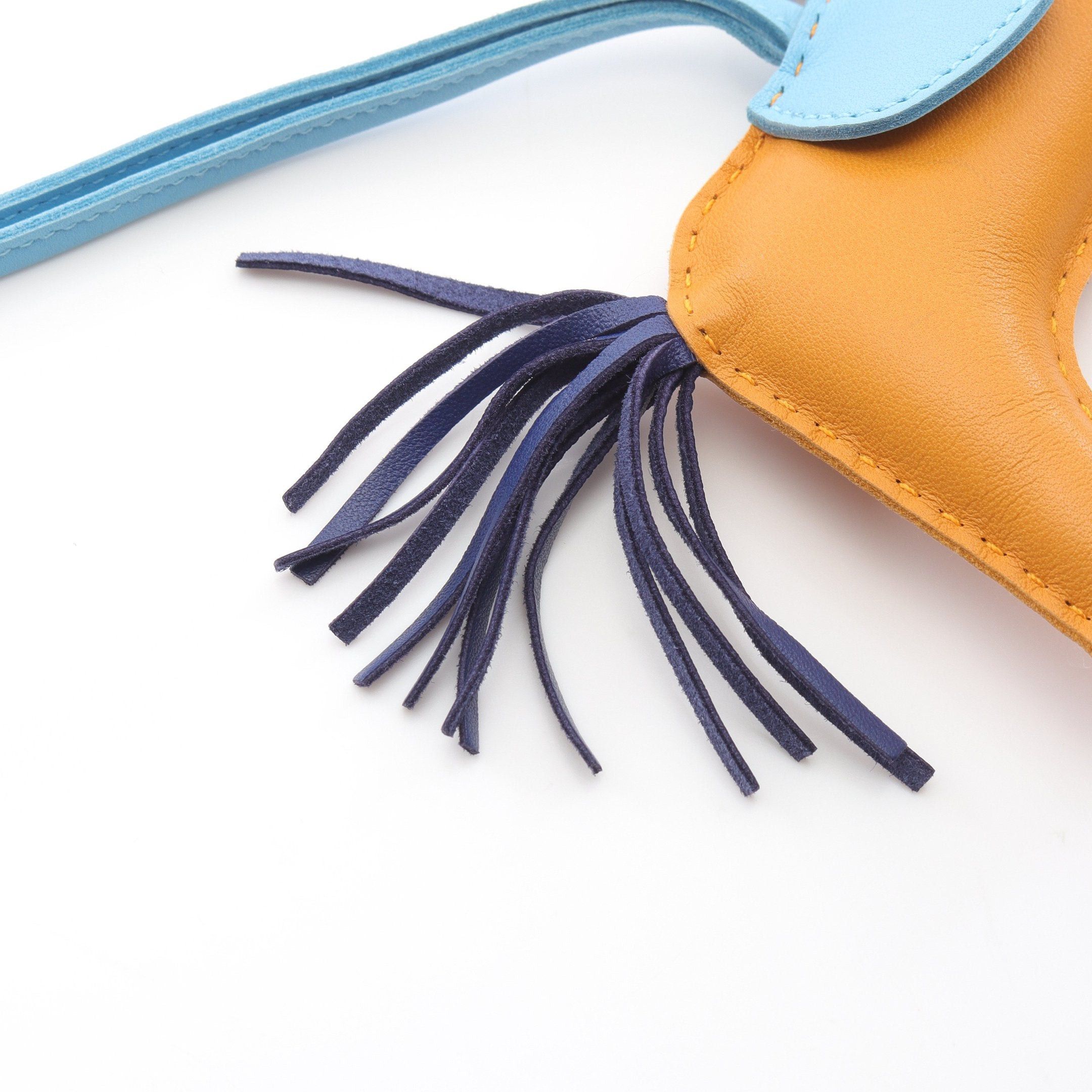 Hermes Hermes Rodeo Mm Jaune Doll Celeste Broodmalt Bag Charm Aagneau Yellow Brown Light Blue Navy C Engraved Size ONE SIZE - 6 Thumbnail