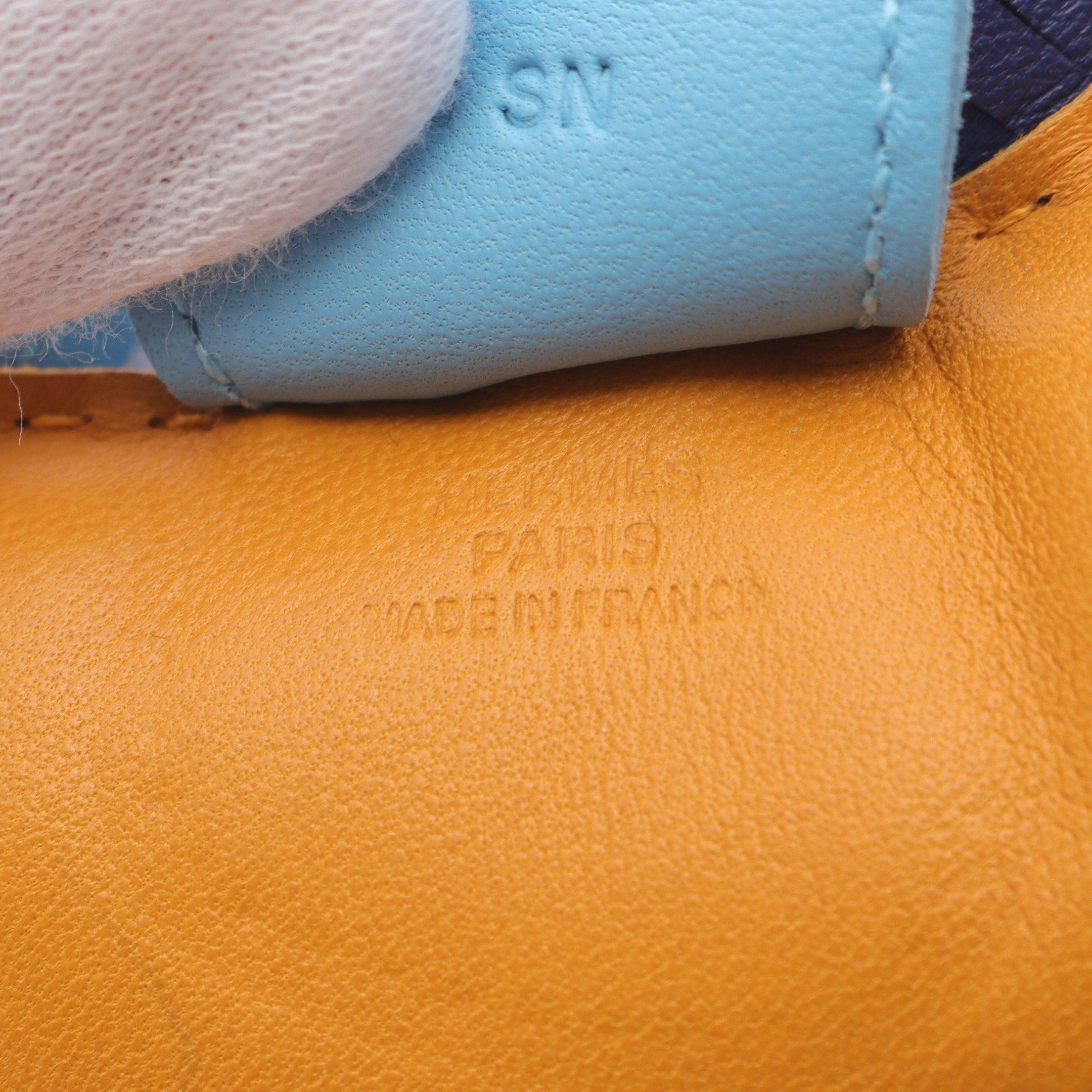 Hermes Hermes Rodeo Mm Jaune Doll Celeste Broodmalt Bag Charm Aagneau Yellow Brown Light Blue Navy C Engraved Size ONE SIZE - 3 Thumbnail