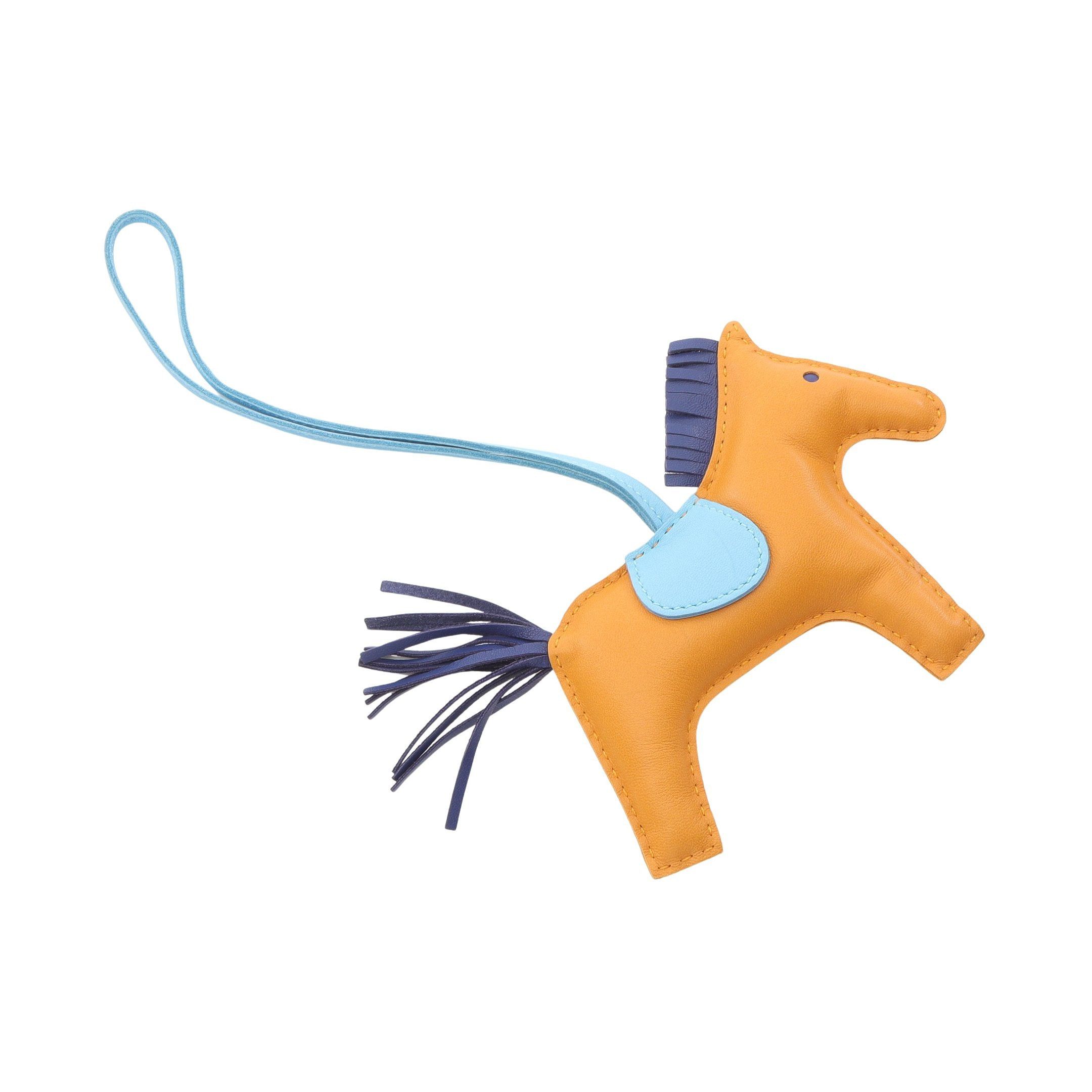 Hermes Hermes Rodeo Mm Jaune Doll Celeste Broodmalt Bag Charm Aagneau Yellow Brown Light Blue Navy C Engraved Size ONE SIZE - 2 Thumbnail
