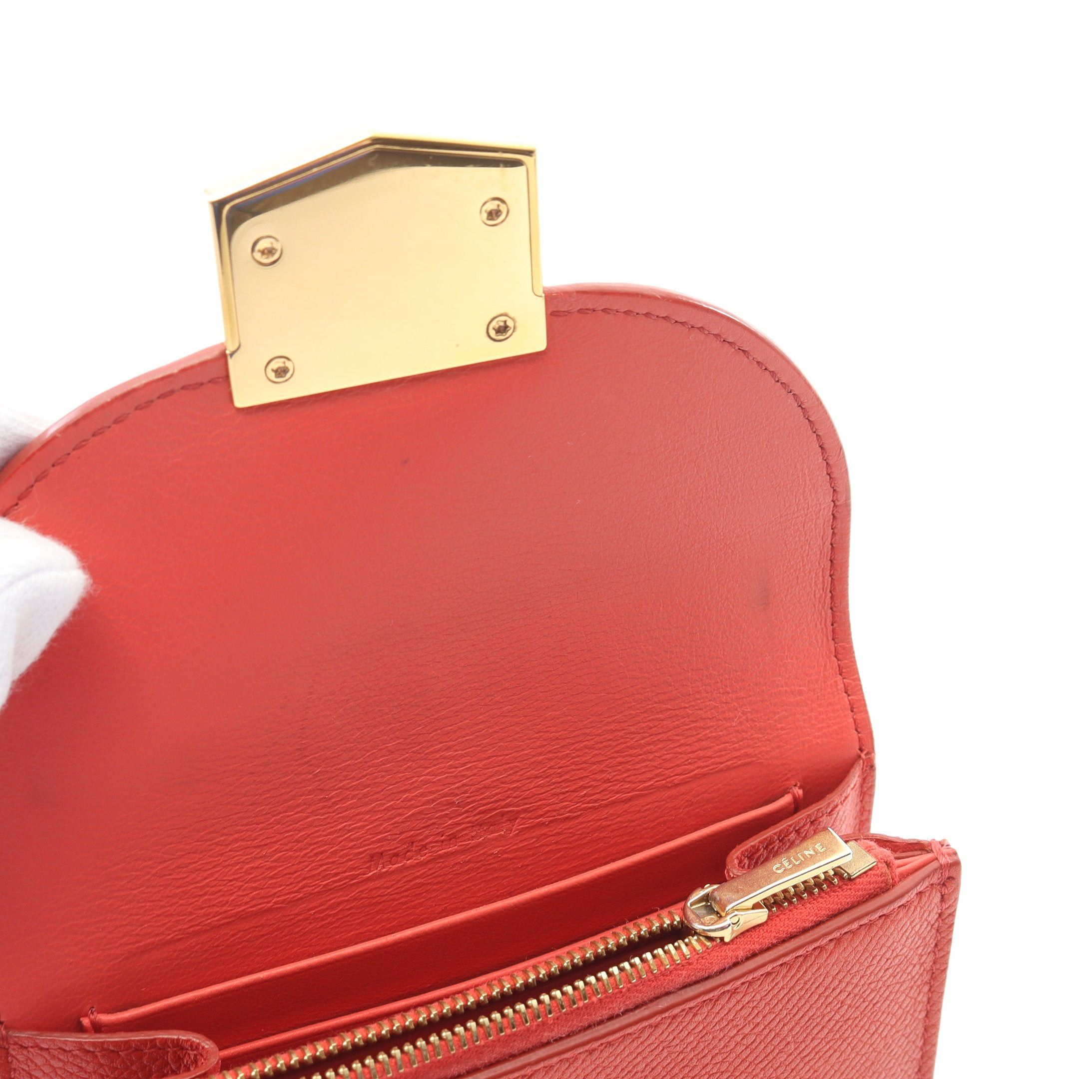 Celine Celine Trotter Mini Bi-Fold Wallet Coin Purse Leather Red Size ONE SIZE - 8 Thumbnail