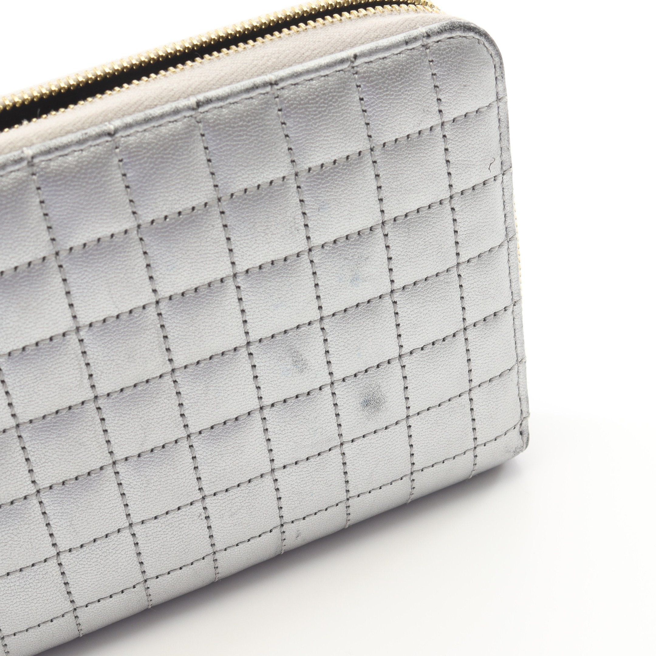 Celine Celine C-Charm Large Zipped Wallet Round Zipper Long Leather Silver Size ONE SIZE - 9 Thumbnail