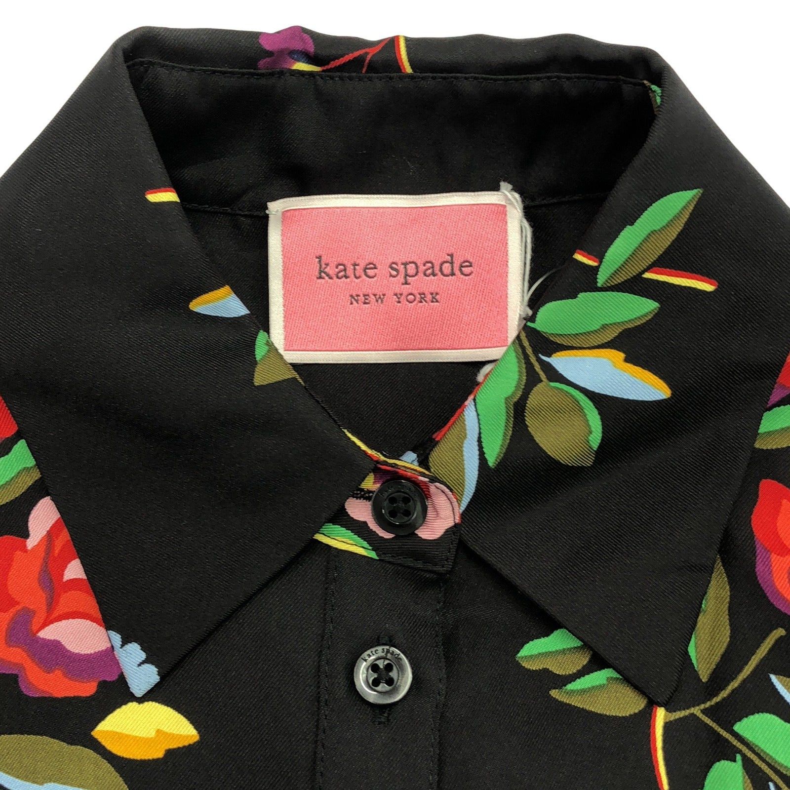 Kate Spade Kate Spade K8719 Shirt Dress Black Floral Pattern One Piece Silk Size ONE SIZE - 8 Thumbnail