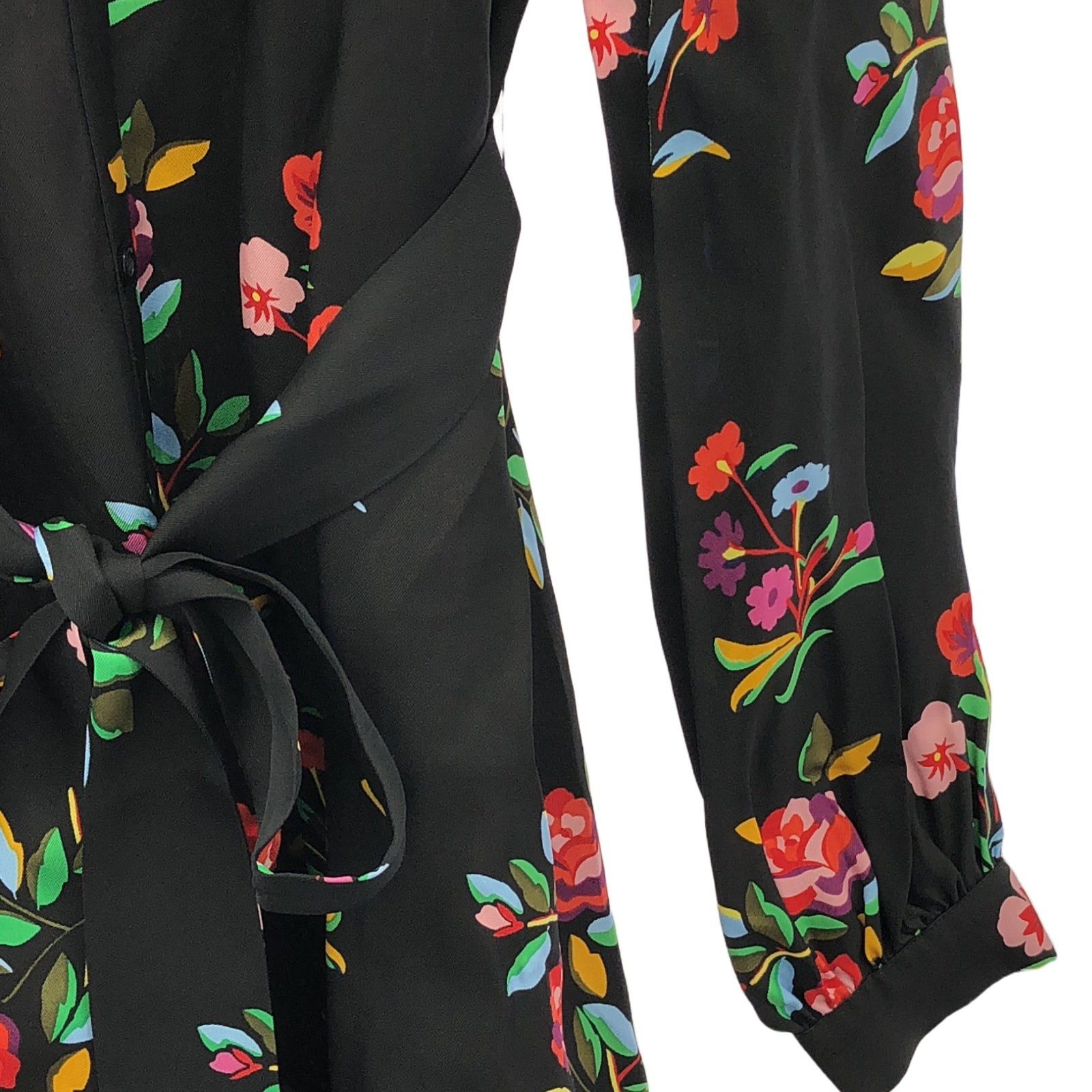 Kate Spade Kate Spade K8719 Shirt Dress Black Floral Pattern One Piece Silk Size ONE SIZE - 4 Thumbnail