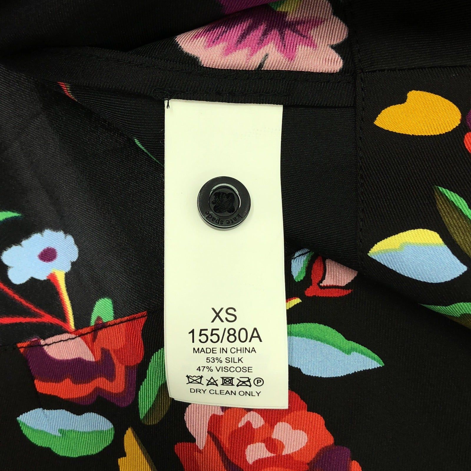Kate Spade Kate Spade K8719 Shirt Dress Black Floral Pattern One Piece Silk Size ONE SIZE - 6 Thumbnail