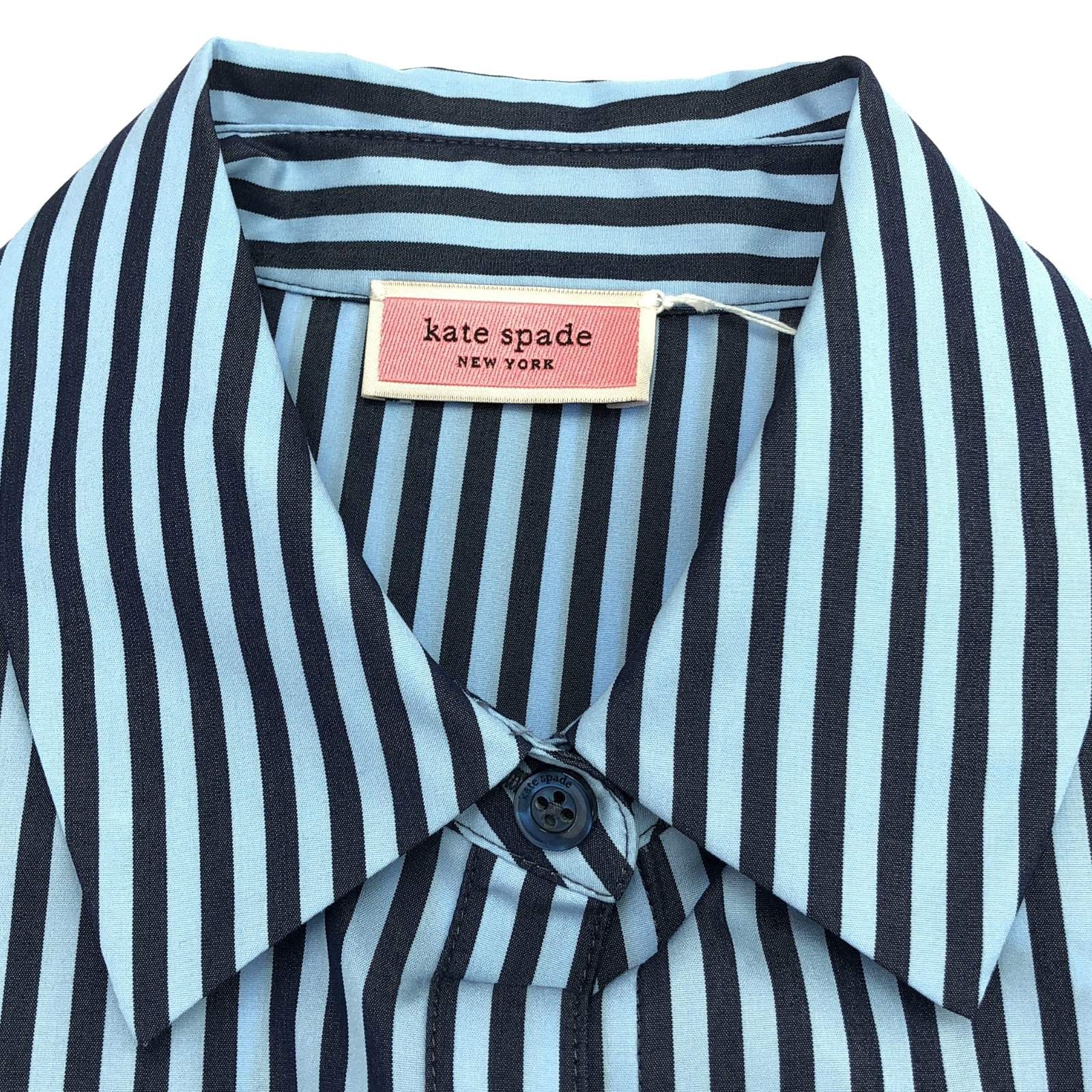 Kate Spade Kate Spade K9740 Shirt Light Blue Navy Stripe Cotton Size ONE SIZE - 5 Thumbnail