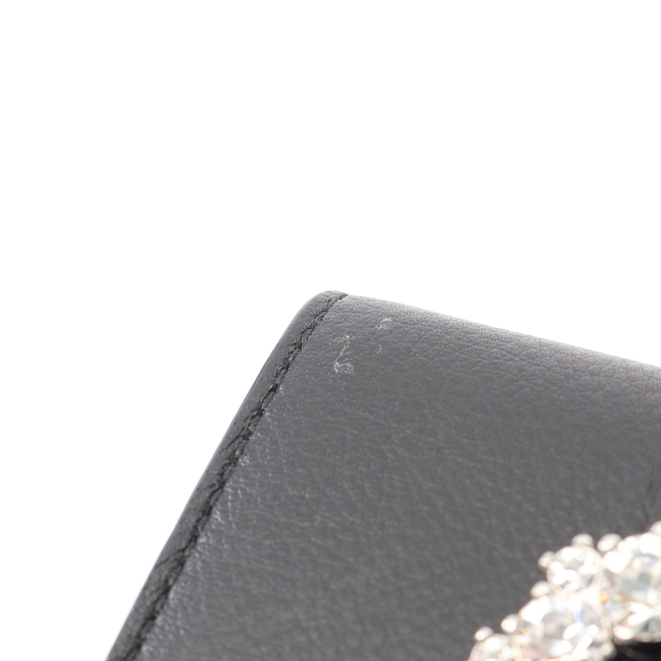 Jimmy Choo Jimmy Choo Cheri Crystal Trifold Wallet Leather Black Size ONE SIZE - 6 Thumbnail