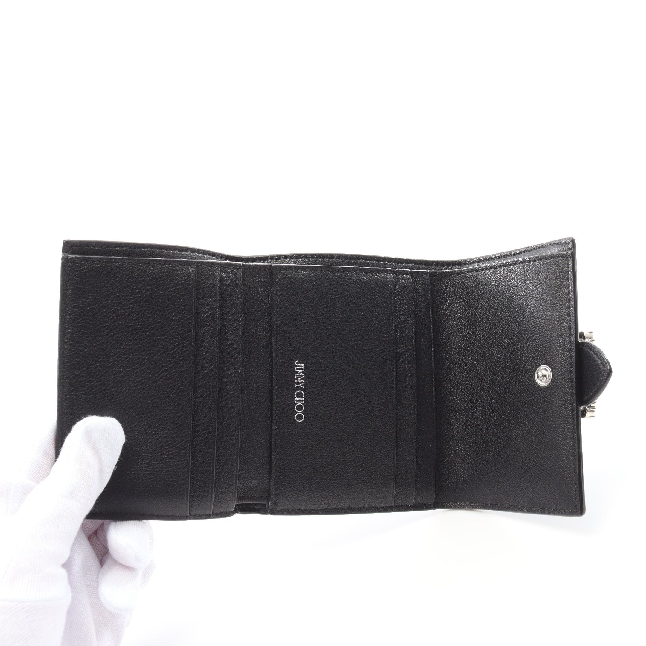 Jimmy Choo Jimmy Choo Cheri Crystal Trifold Wallet Leather Black Size ONE SIZE - 3 Thumbnail