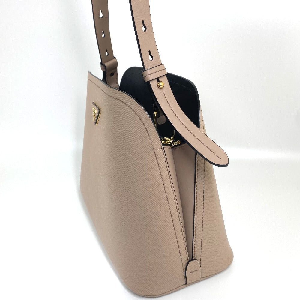 Prada Prada 1Ba251 Logo Plate Matinee Medium Briefcase Double Handbag Shoulder Bag Saffiano Leather Women Pink Size ONE SIZE - 3 Thumbnail