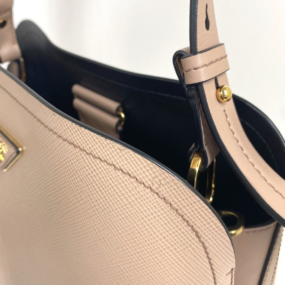 Prada Prada 1Ba251 Logo Plate Matinee Medium Briefcase Double Handbag Shoulder Bag Saffiano Leather Women Pink Size ONE SIZE - 9 Thumbnail