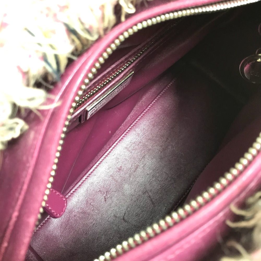 Dior Limited To Ginza Le Rose Bonheur (Happy Rose) Lady Ladydior Briefcase 2 Way Bag Shoulder Handbag Tweed Women Pink×Purple×White