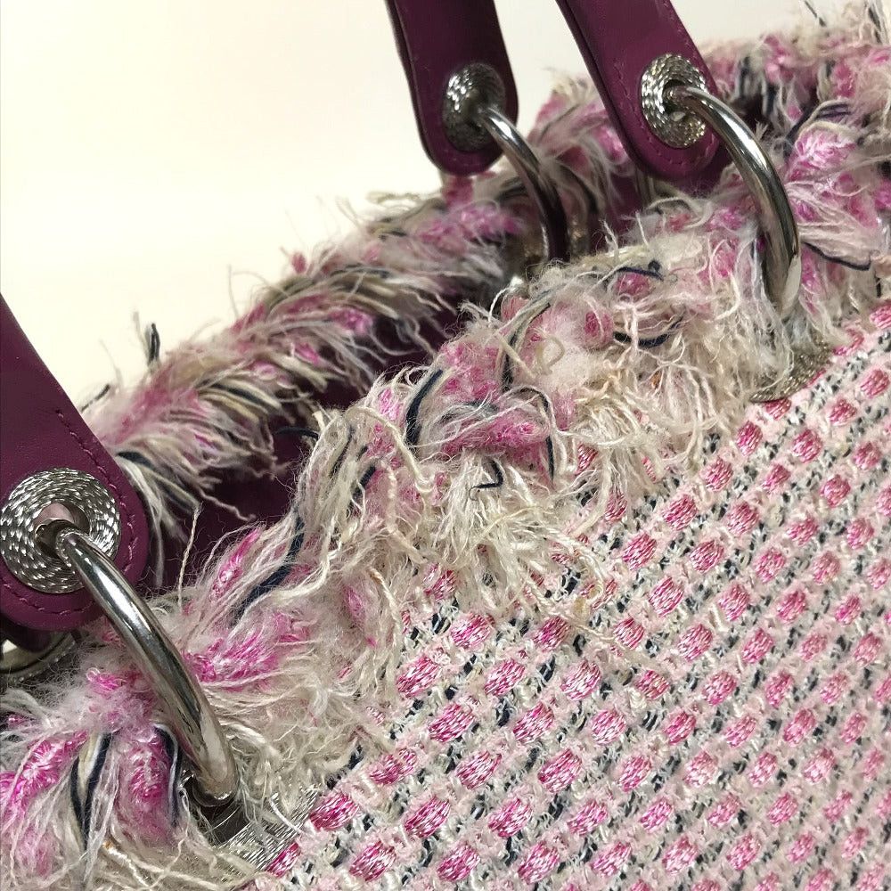 Dior Limited To Ginza Le Rose Bonheur (Happy Rose) Lady Ladydior Briefcase 2 Way Bag Shoulder Handbag Tweed Women Pink×Purple×White