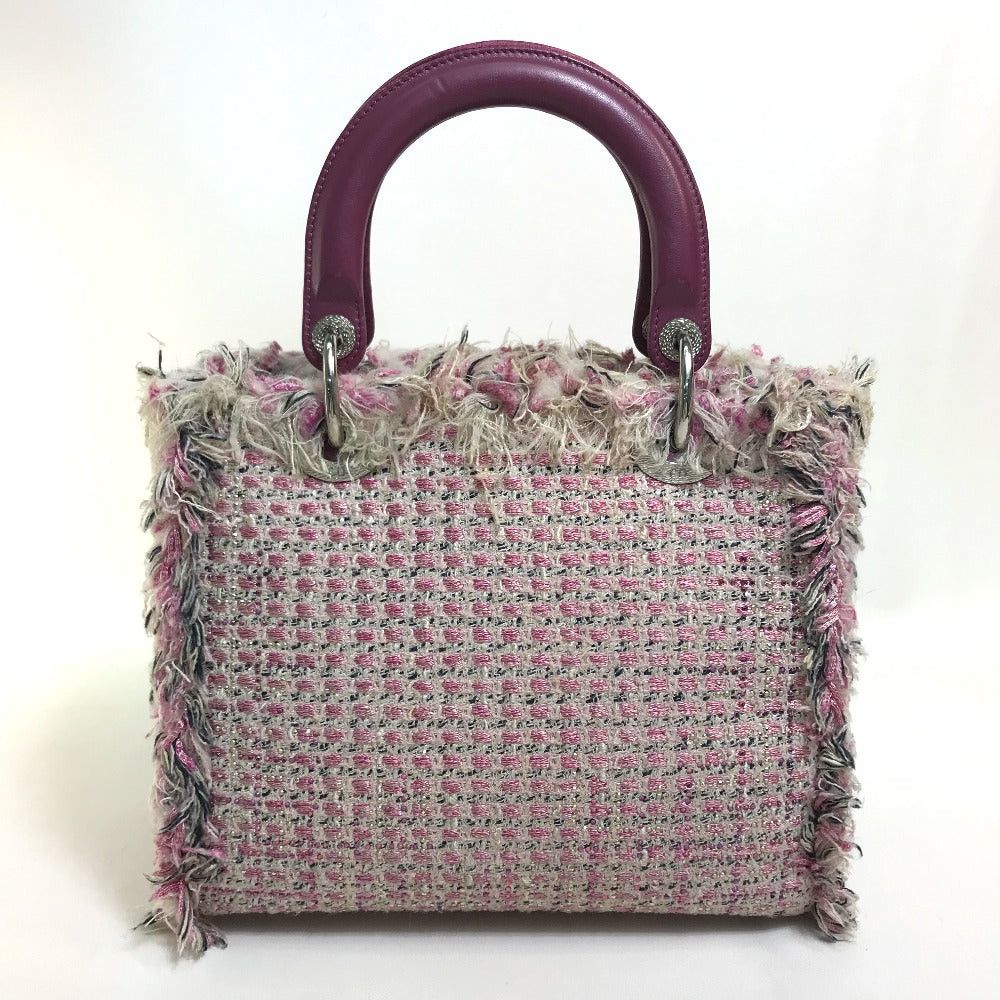 Dior Limited To Ginza Le Rose Bonheur (Happy Rose) Lady Ladydior Briefcase 2 Way Bag Shoulder Handbag Tweed Women Pink×Purple×White