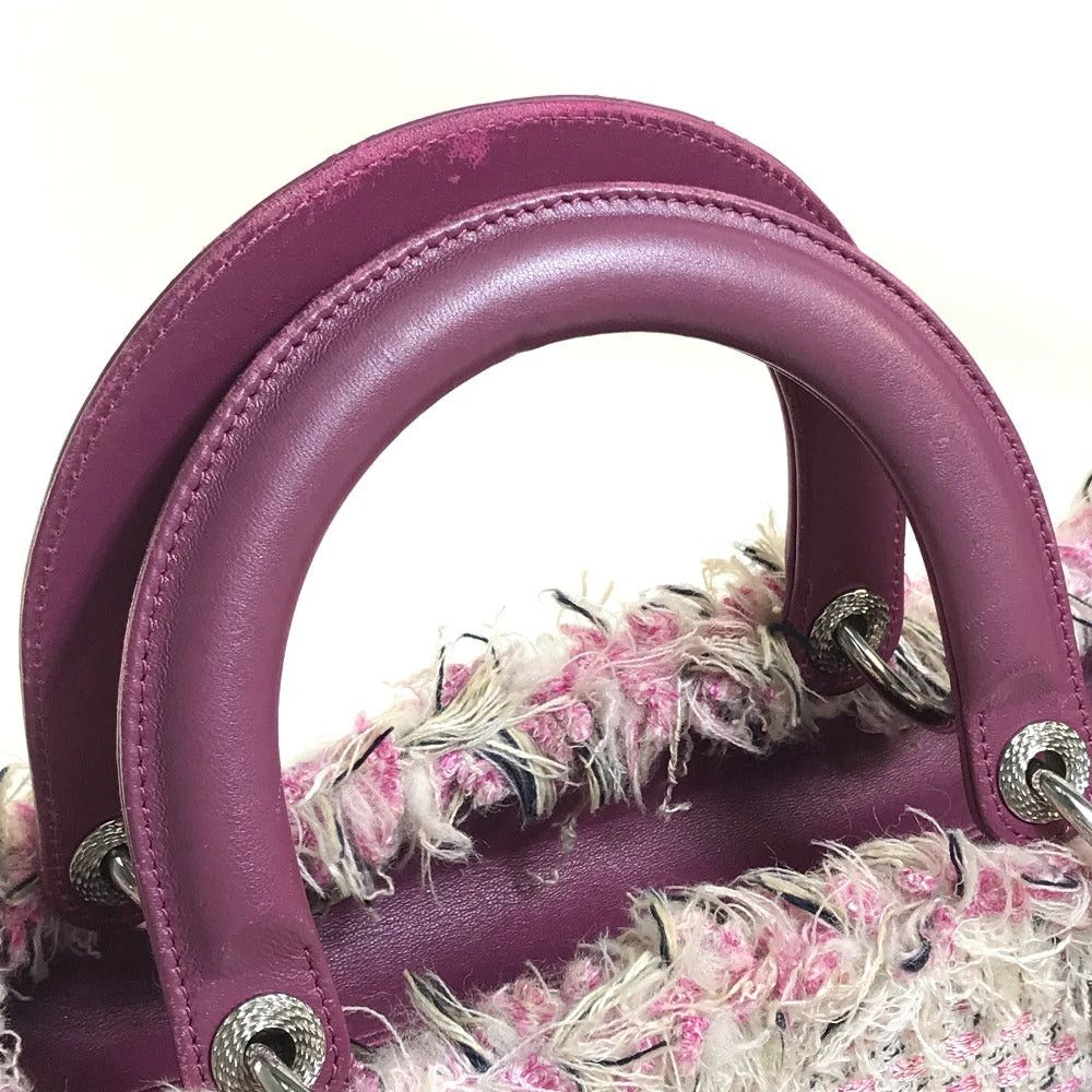 Dior Limited To Ginza Le Rose Bonheur (Happy Rose) Lady Ladydior Briefcase 2 Way Bag Shoulder Handbag Tweed Women Pink×Purple×White