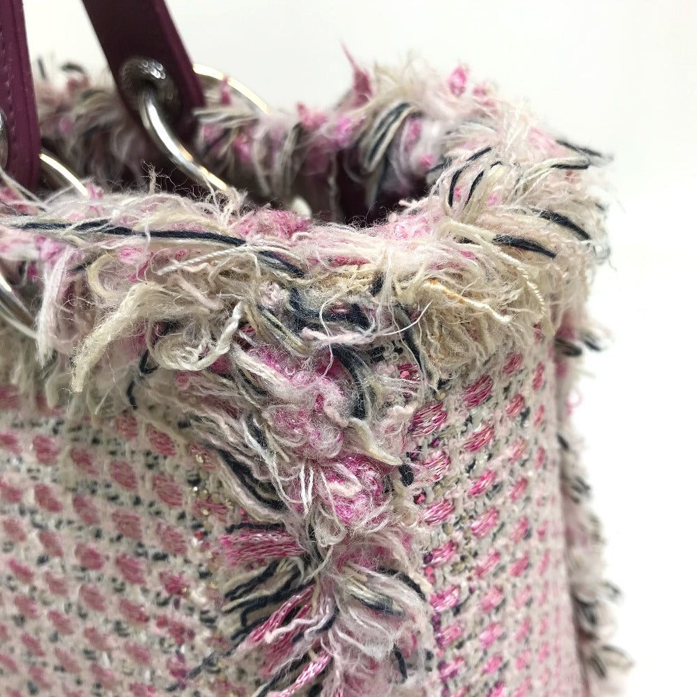 Dior Limited To Ginza Le Rose Bonheur (Happy Rose) Lady Ladydior Briefcase 2 Way Bag Shoulder Handbag Tweed Women Pink×Purple×White