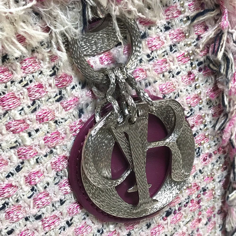 Dior Limited To Ginza Le Rose Bonheur (Happy Rose) Lady Ladydior Briefcase 2 Way Bag Shoulder Handbag Tweed Women Pink×Purple×White