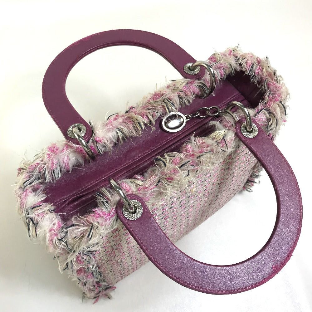 Dior Limited To Ginza Le Rose Bonheur (Happy Rose) Lady Ladydior Briefcase 2 Way Bag Shoulder Handbag Tweed Women Pink×Purple×White