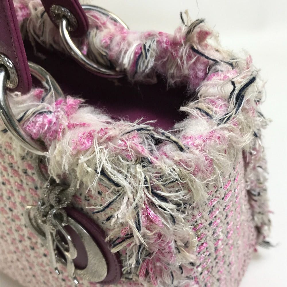 Dior Limited To Ginza Le Rose Bonheur (Happy Rose) Lady Ladydior Briefcase 2 Way Bag Shoulder Handbag Tweed Women Pink×Purple×White