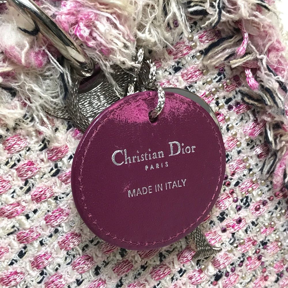 Dior Limited To Ginza Le Rose Bonheur (Happy Rose) Lady Ladydior Briefcase 2 Way Bag Shoulder Handbag Tweed Women Pink×Purple×White